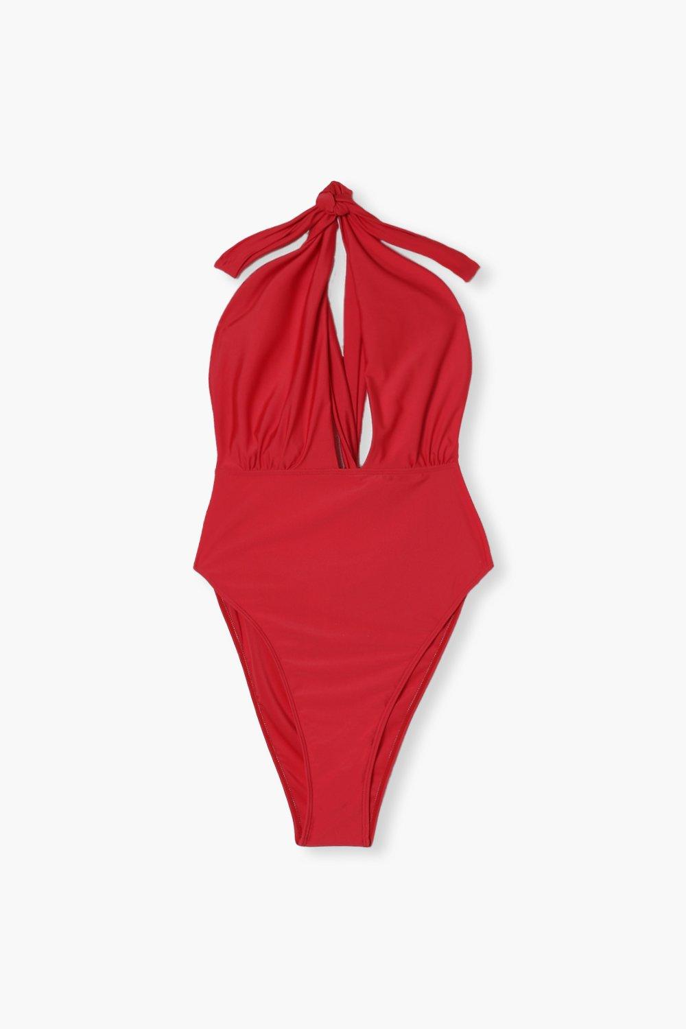 Red Swimming Costume Bathing Swimsuit One Piece Bandeau Multiway