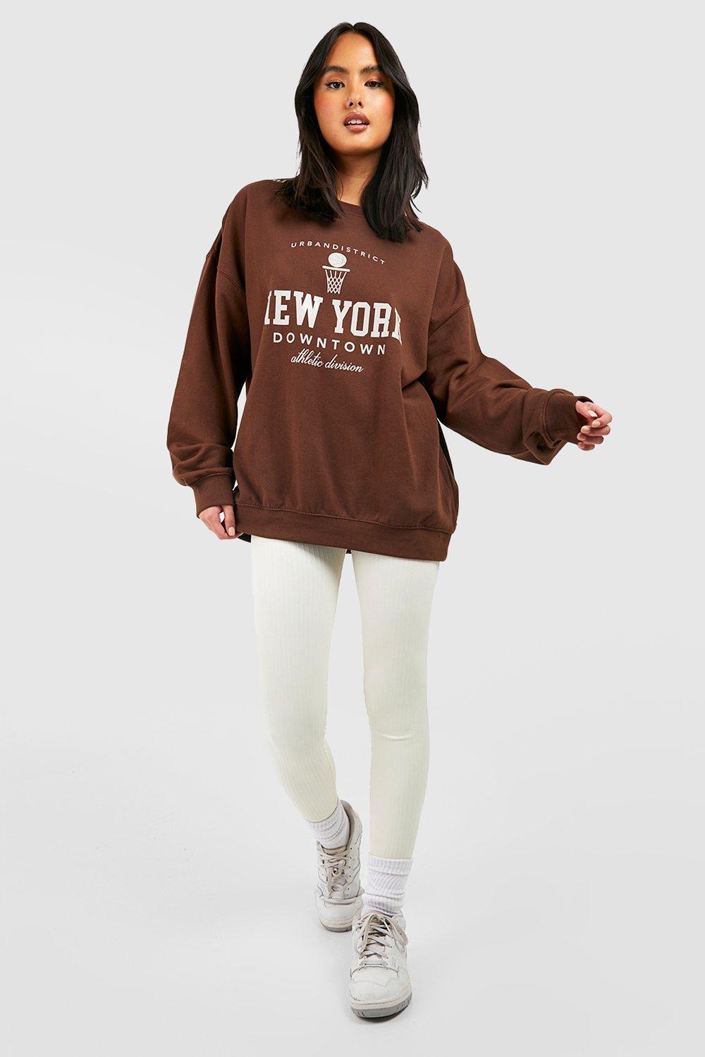 shirt  Boohoo UK - Women's Brown Plus Manhattan Slogan Oversized