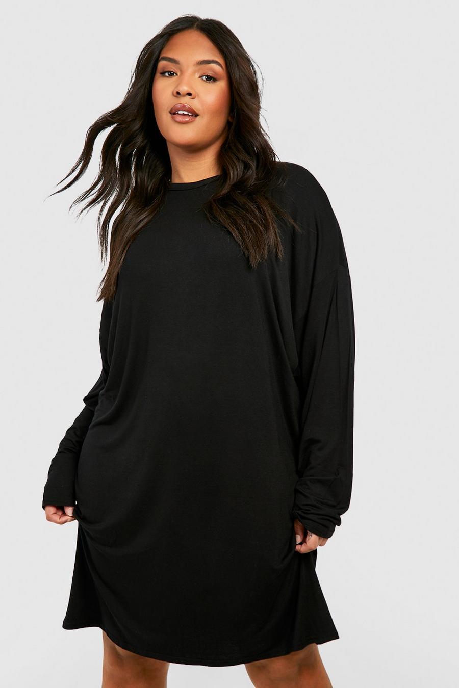 Black Plus Long Sleeve T-shirt Dress