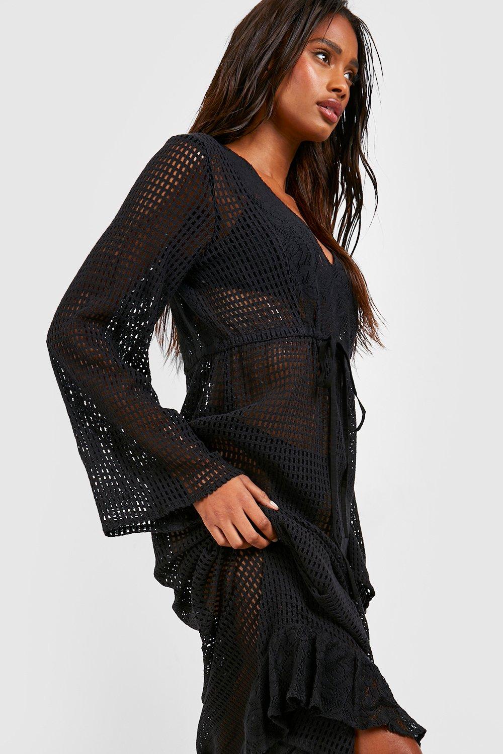 Boohoo black crochet dress hotsell