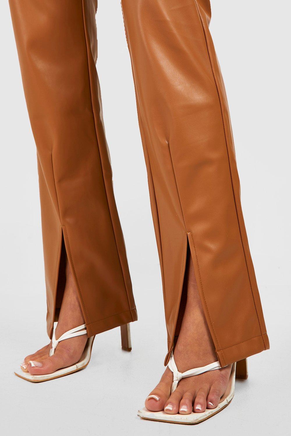 Leather front deals pants