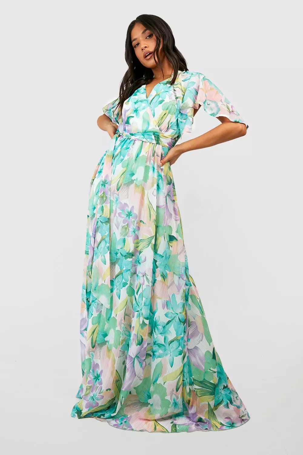 Pastel floral maxi dress on sale