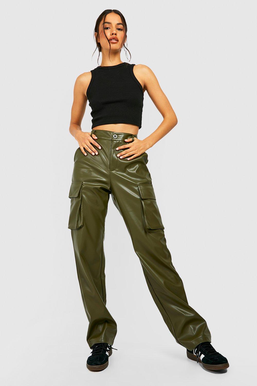 Pantalon cargo taille haute sable femme