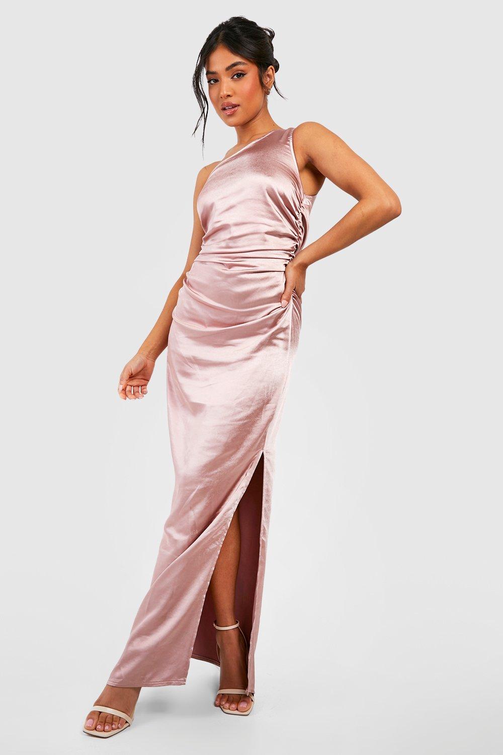 Ruched satin clearance gown