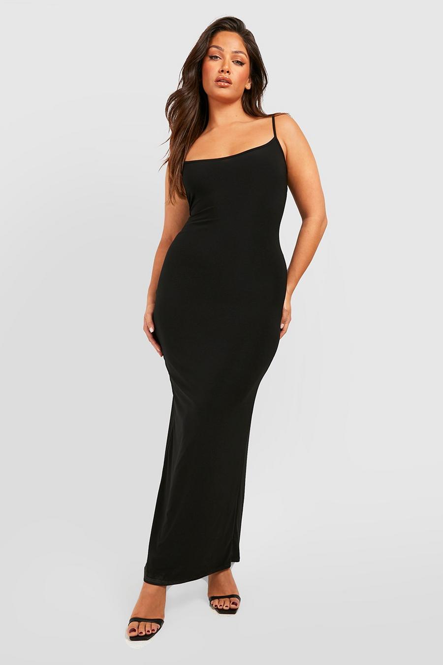 Black Plus Slinky Strappy Maxi Dress image number 1