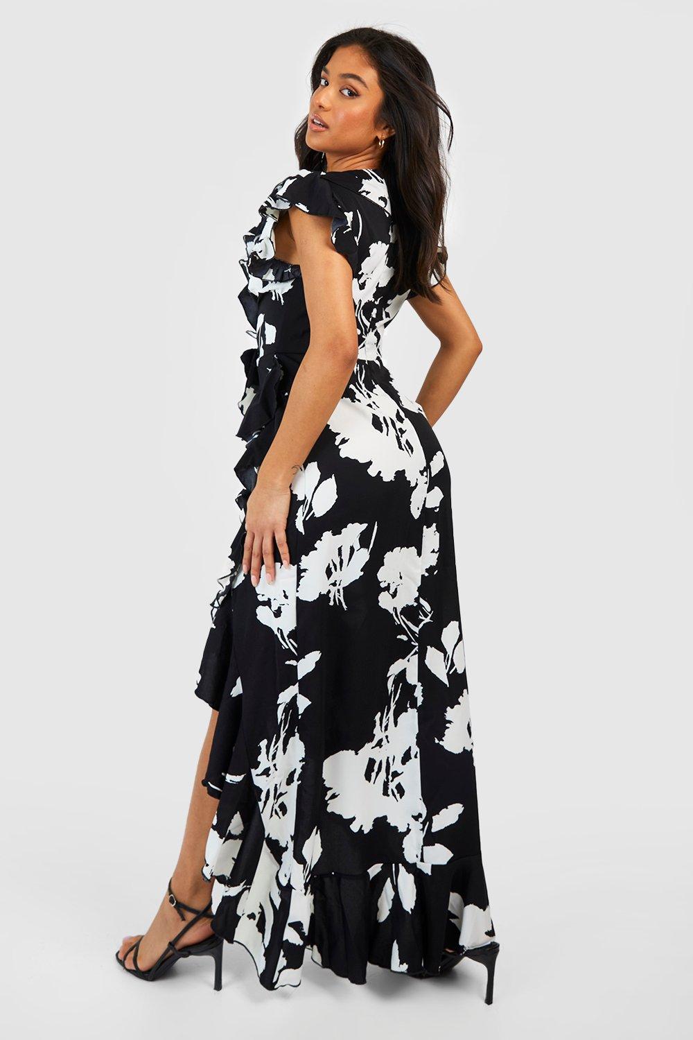 Boohoo ruffle maxi clearance dress