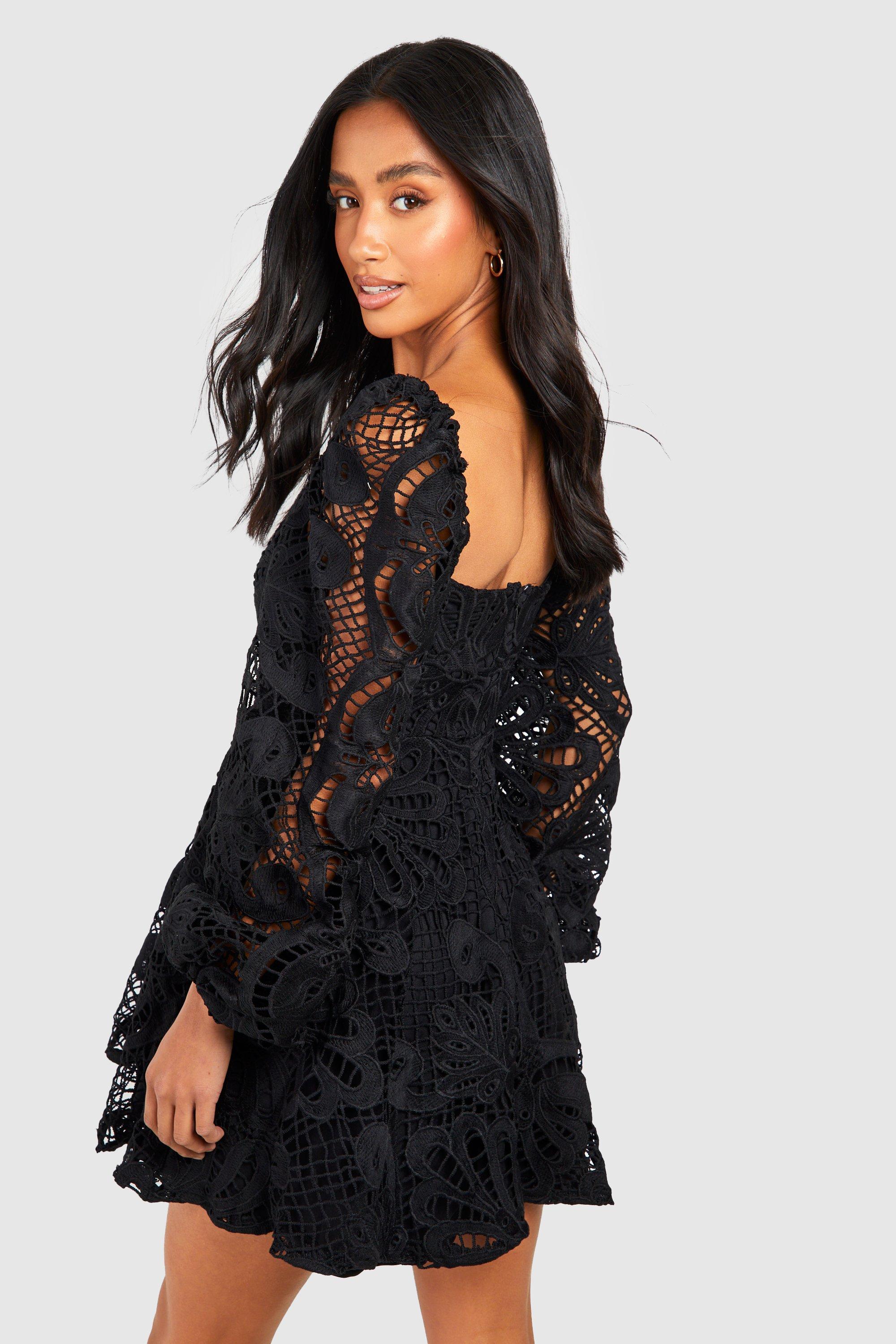 Black lace dress store boohoo