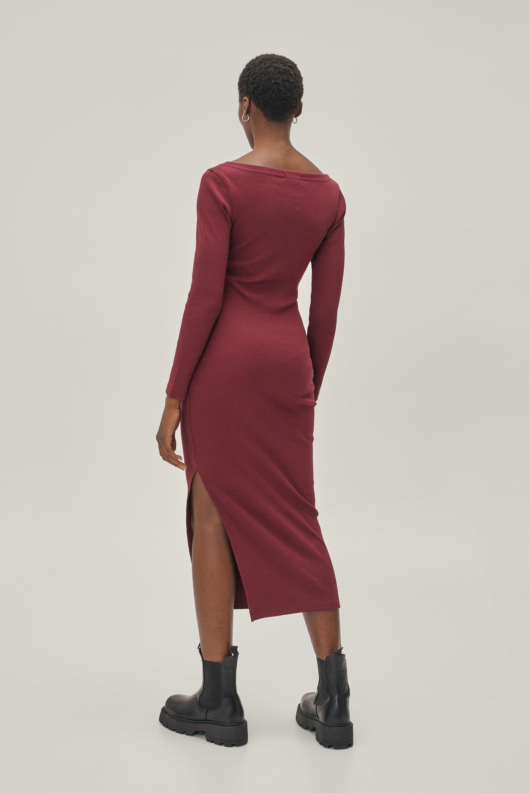 Boohoo on sale burgundy dress