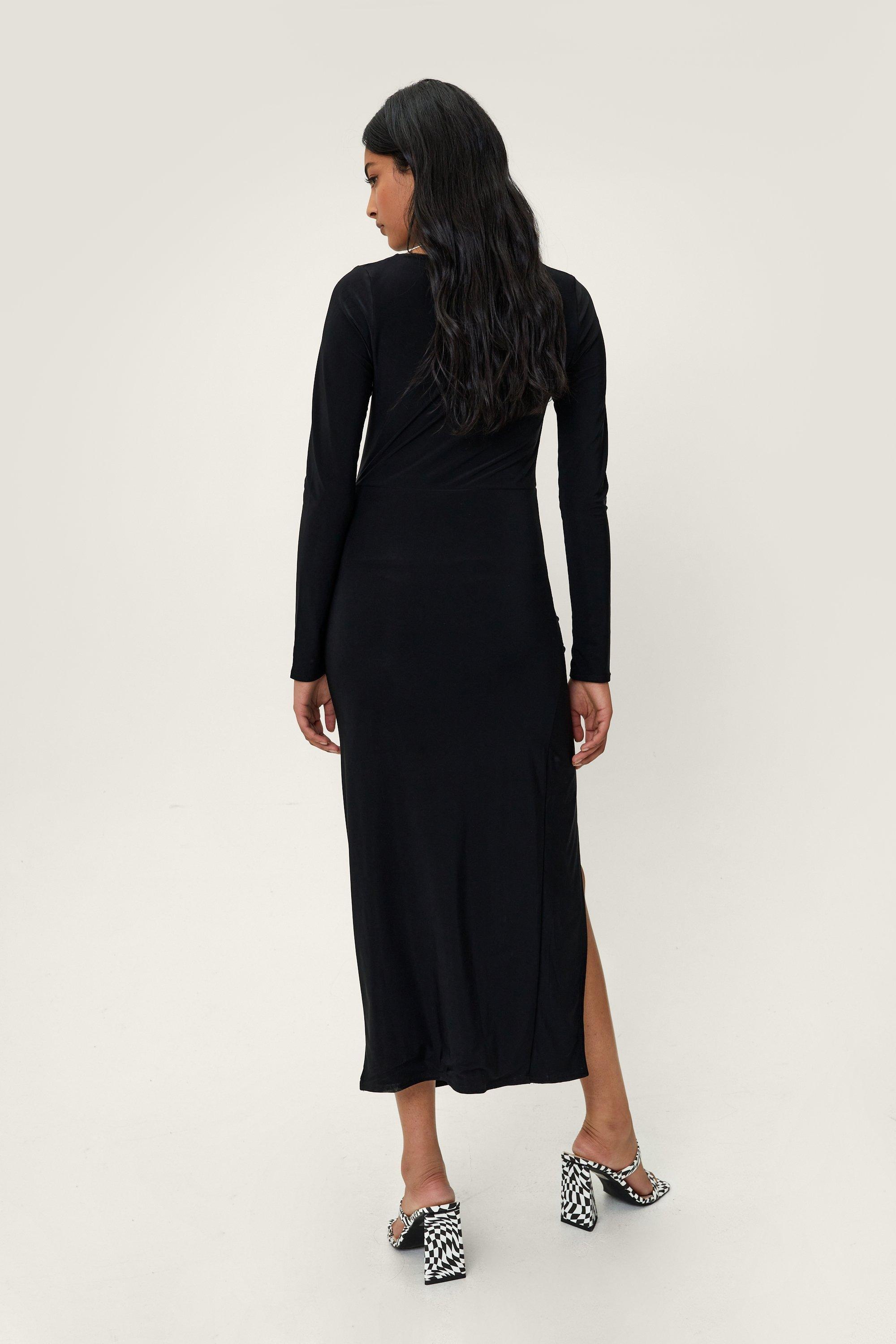 Boohoo slinky midi dress hotsell