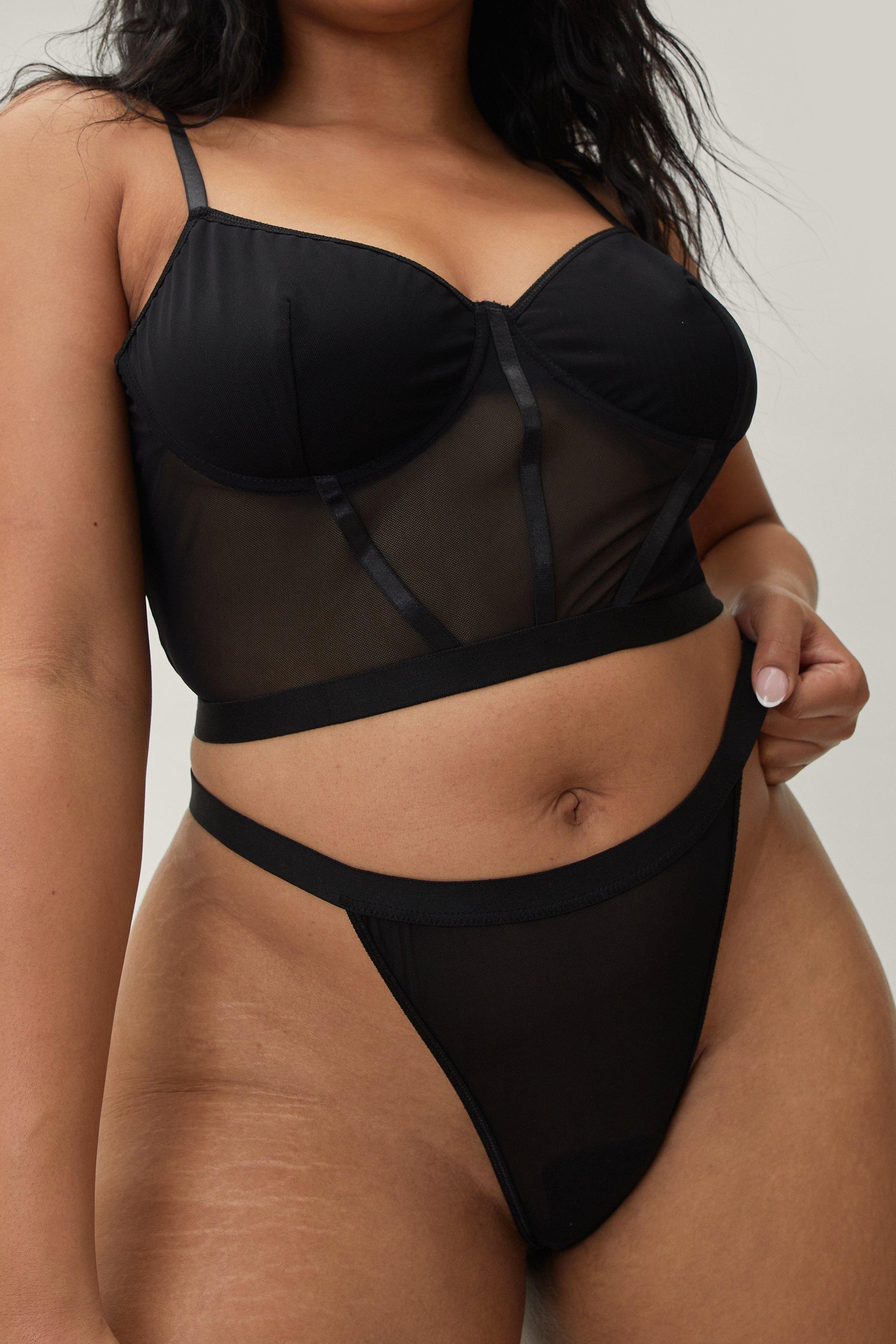 Plus Size Underwired Bralette And High Leg Panty Lingerie Se boohoo