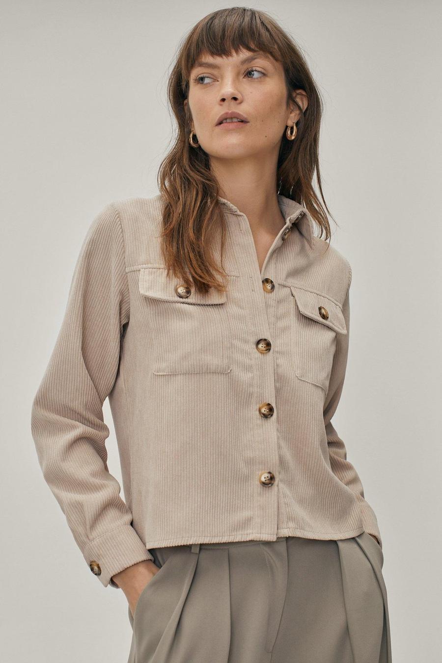 Corduroy Boxy Button-down Shirt image number 1