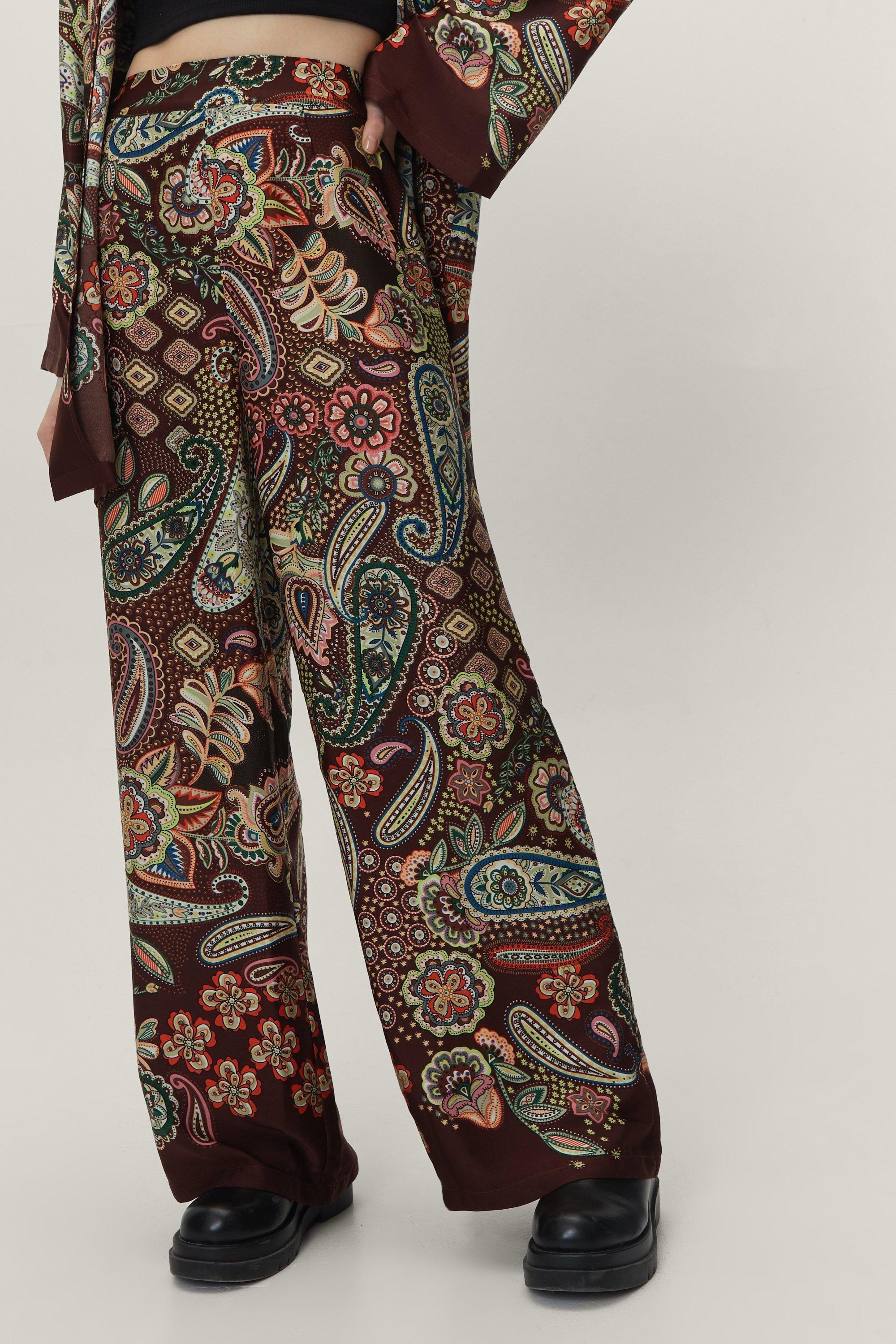 Women's Paisley Printed Wide Leg Trousers