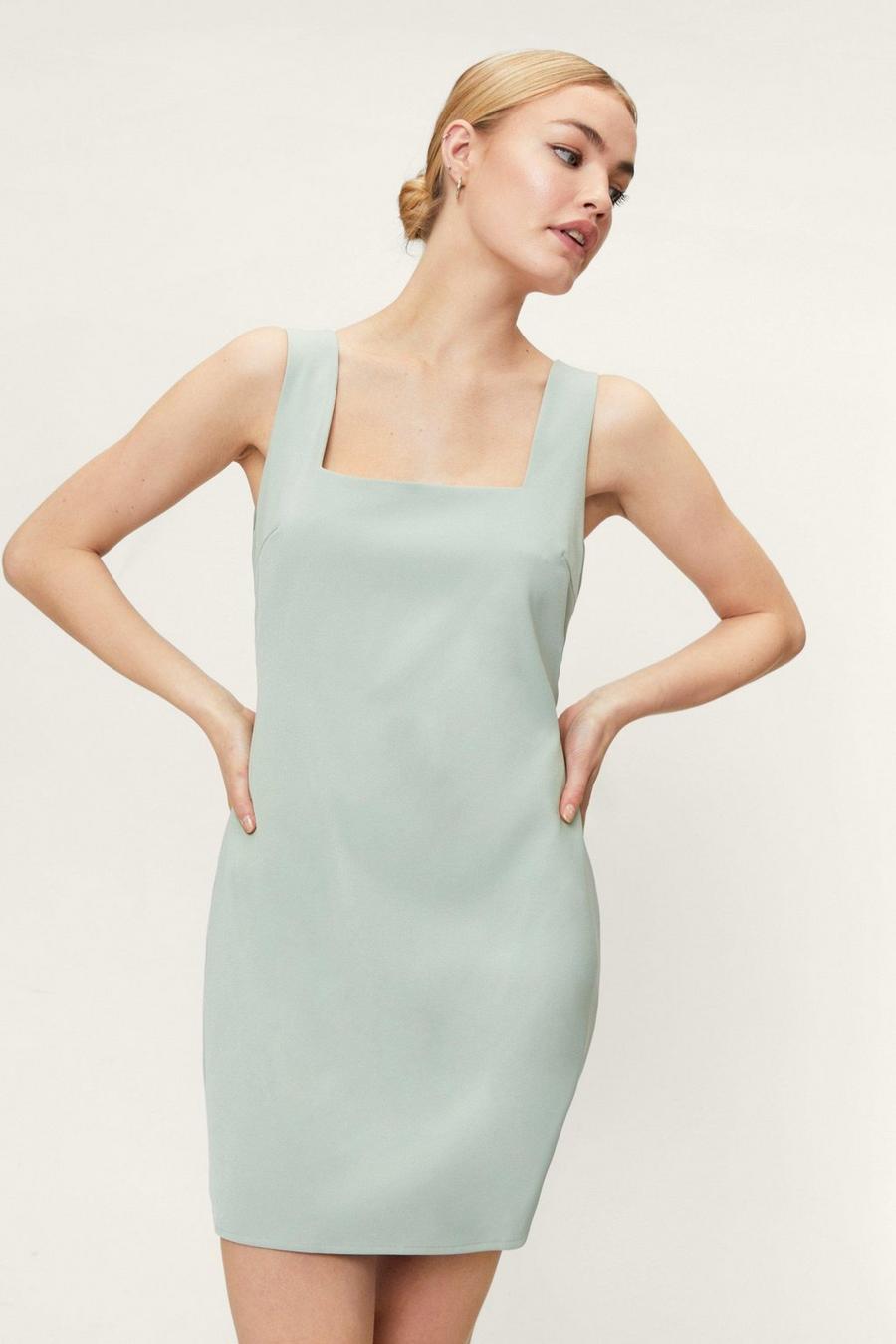 Olive Tailored Square Neck Co Ord Mini Dress image number 1