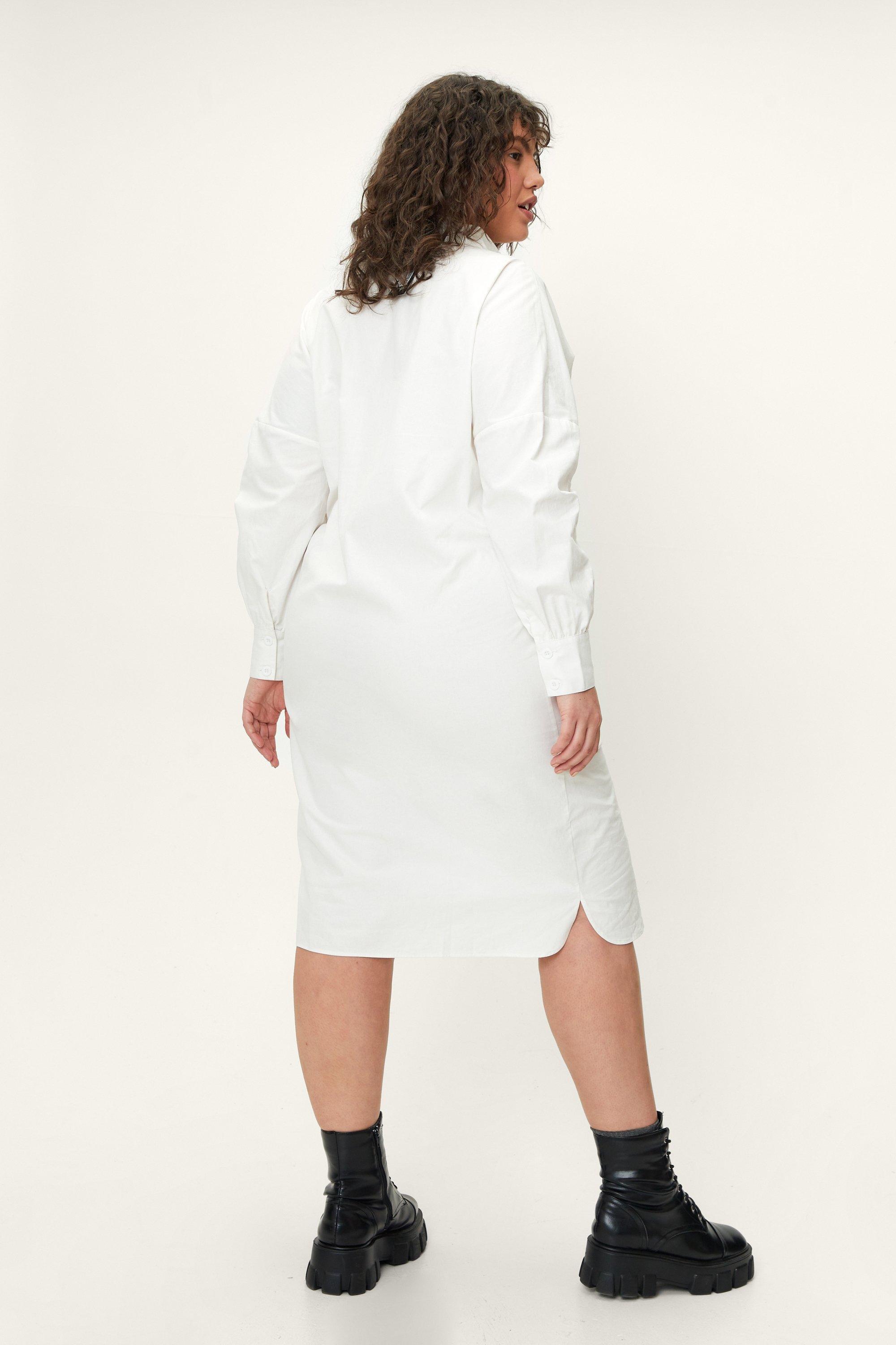 Plus Size Button Down Midi Shirt Dress