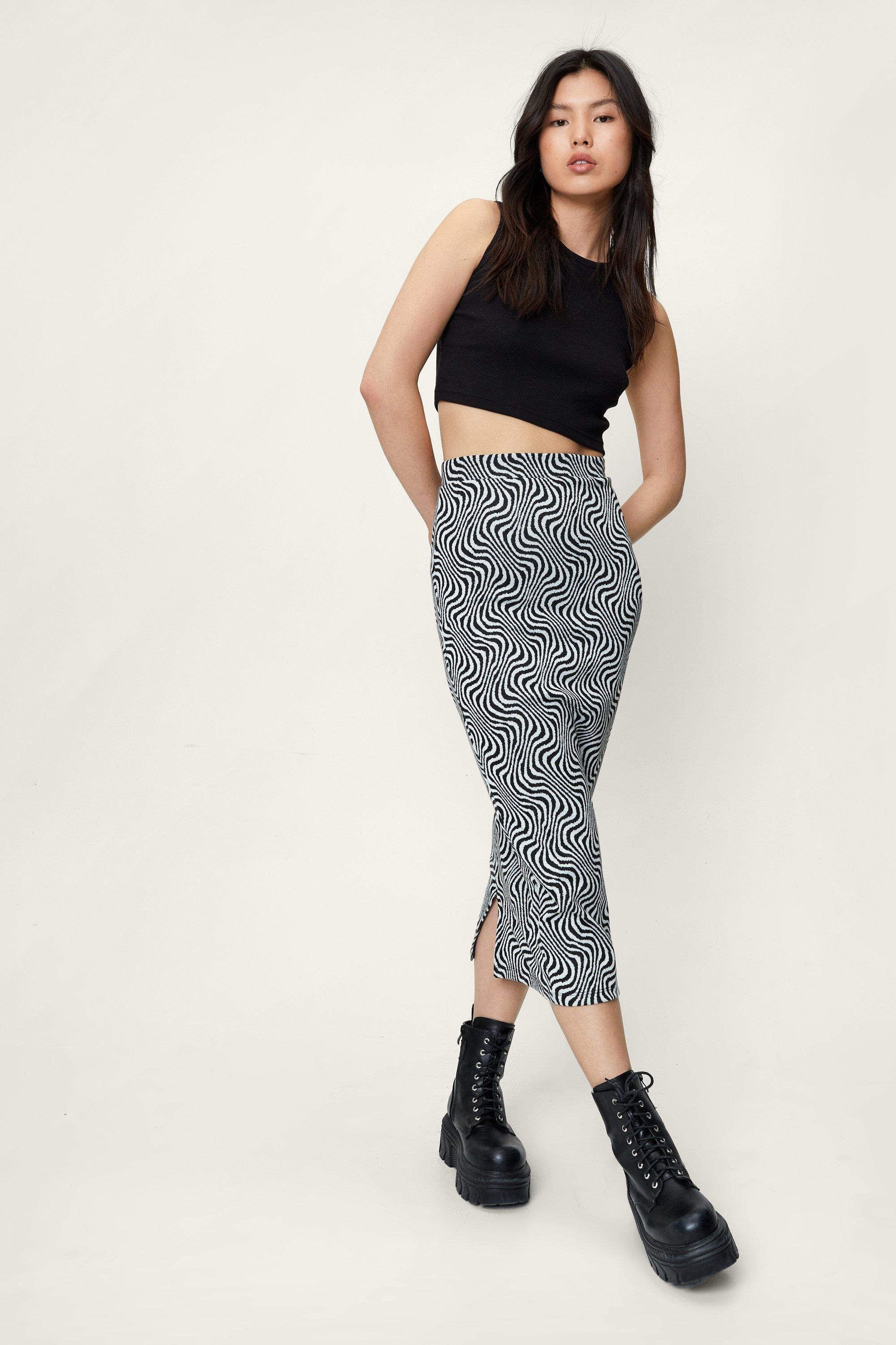 Patterned midi skirt outlet uk