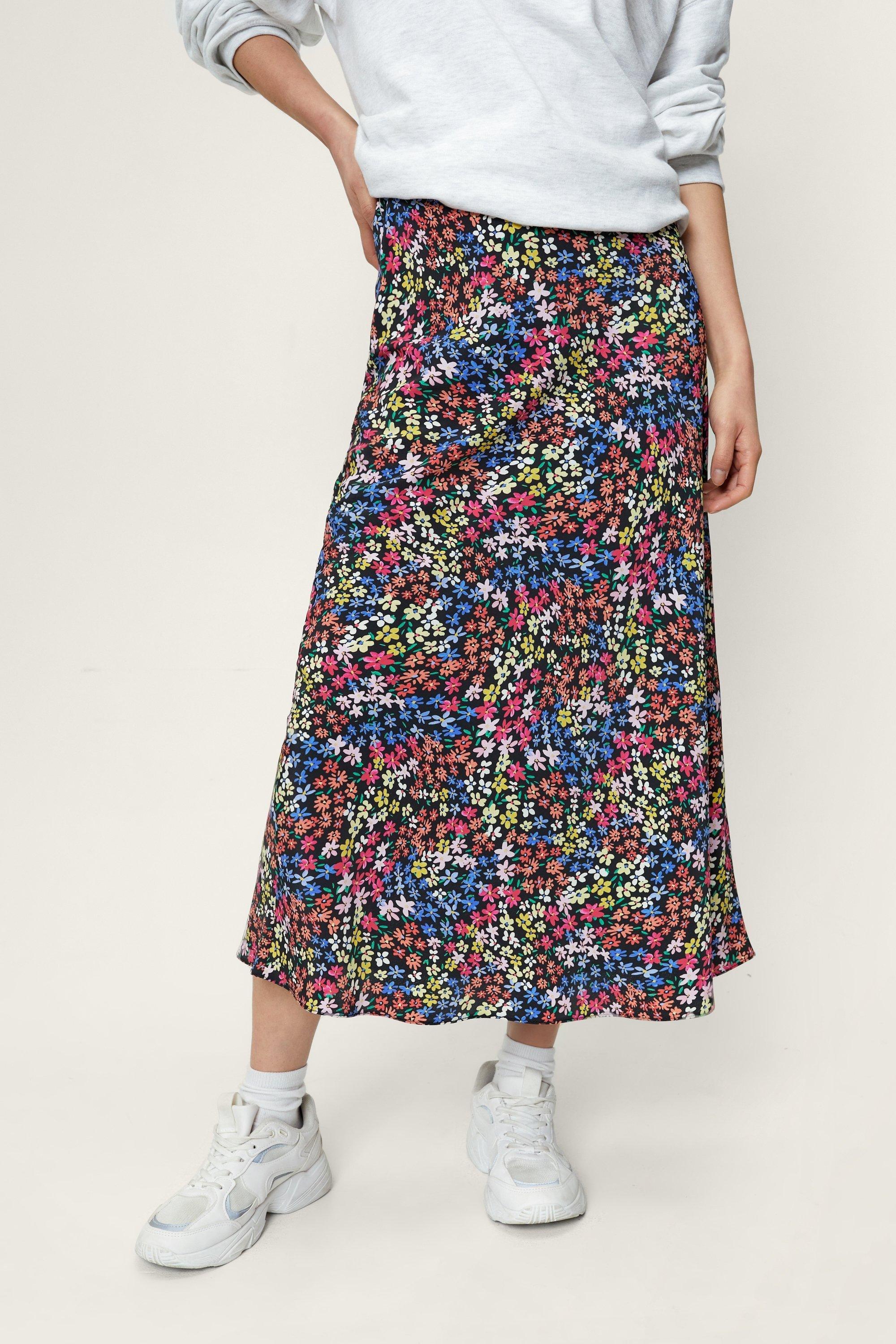 Bias cut floral skirt sale