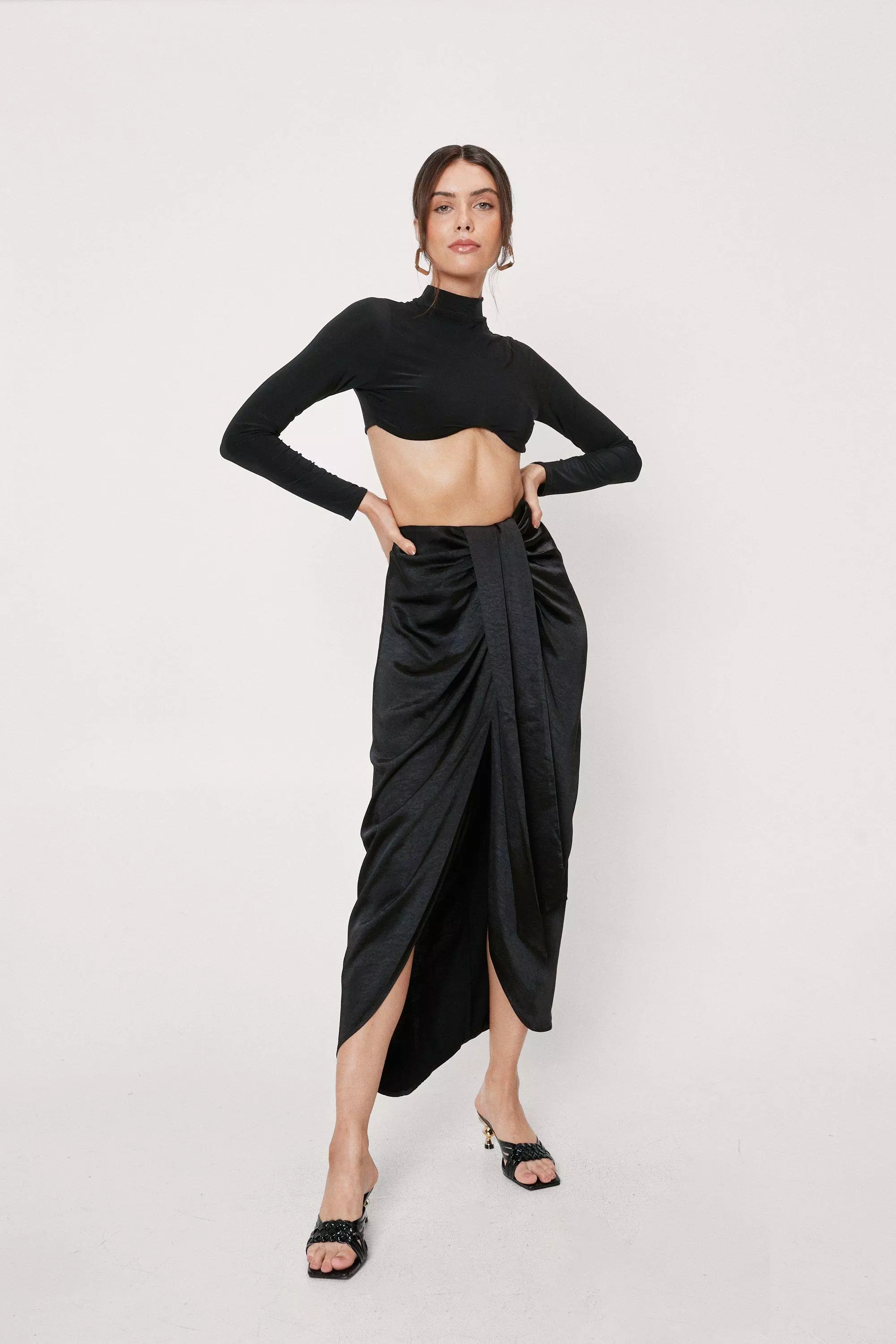 Premium Satin Draped Skirt