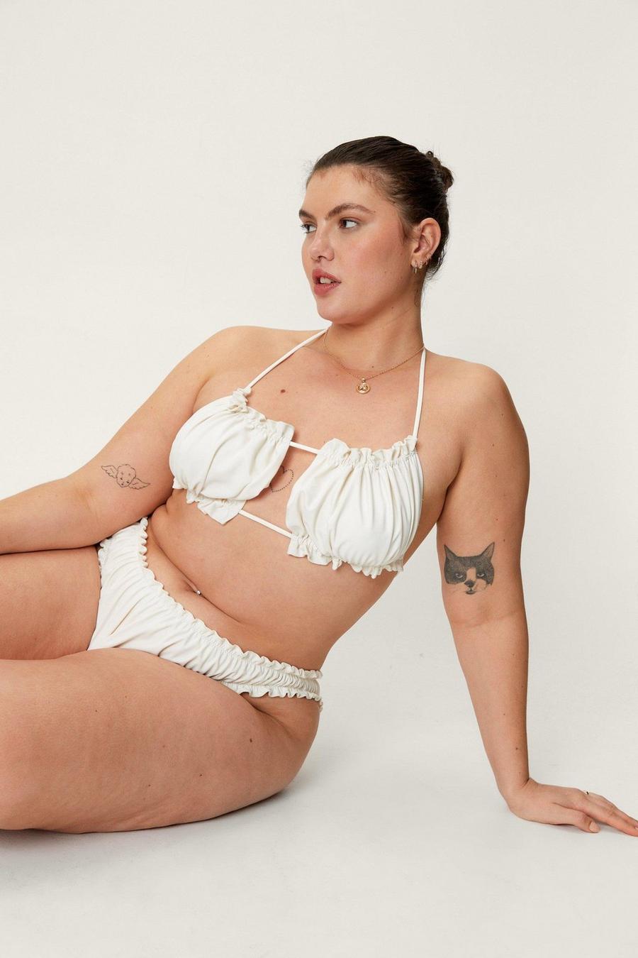 Plus Size Recycled Ruched Bandeau Bikini Top image number 1