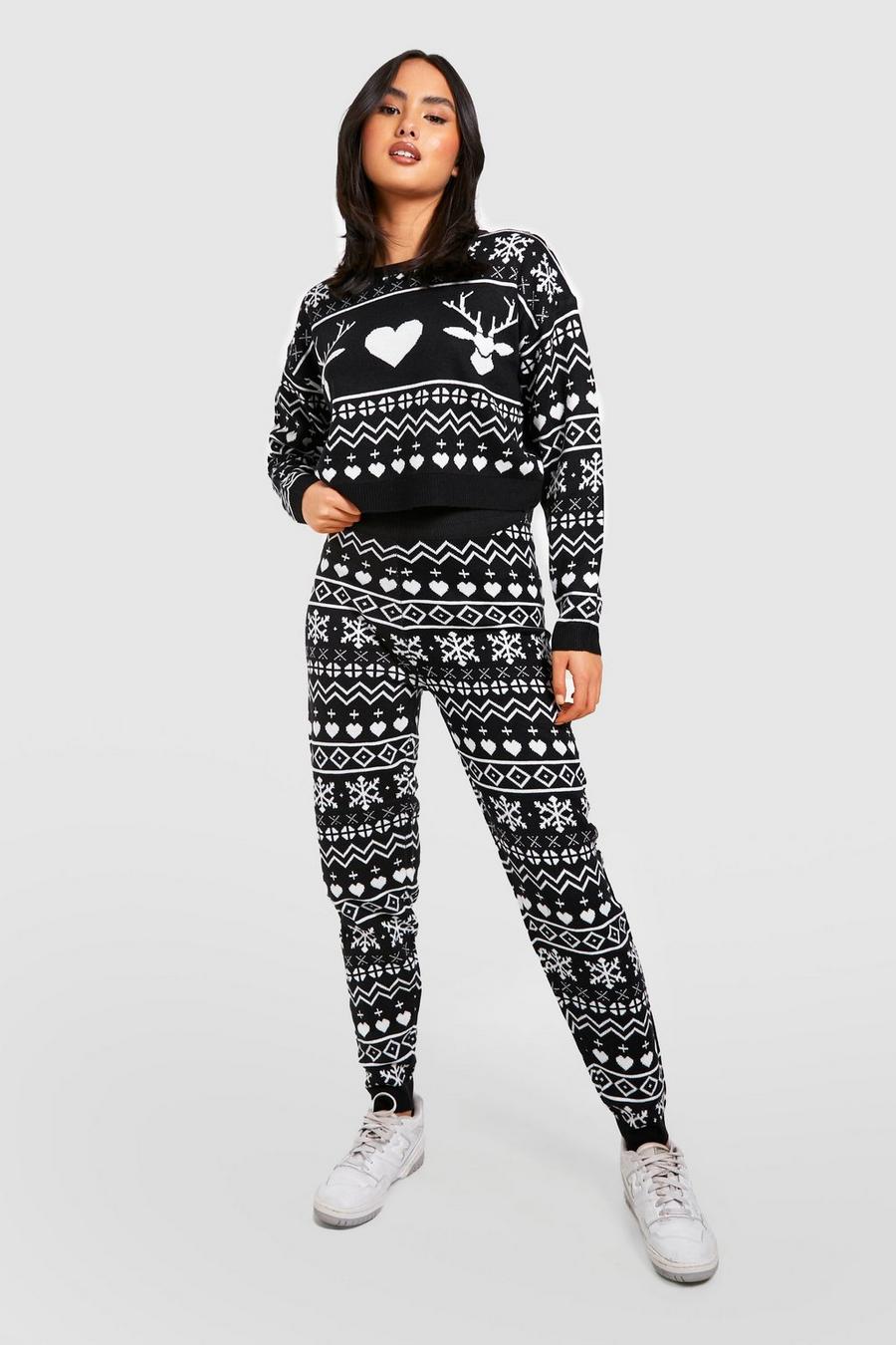 Black All Over Fairisle Christmas Two-Piece image number 1