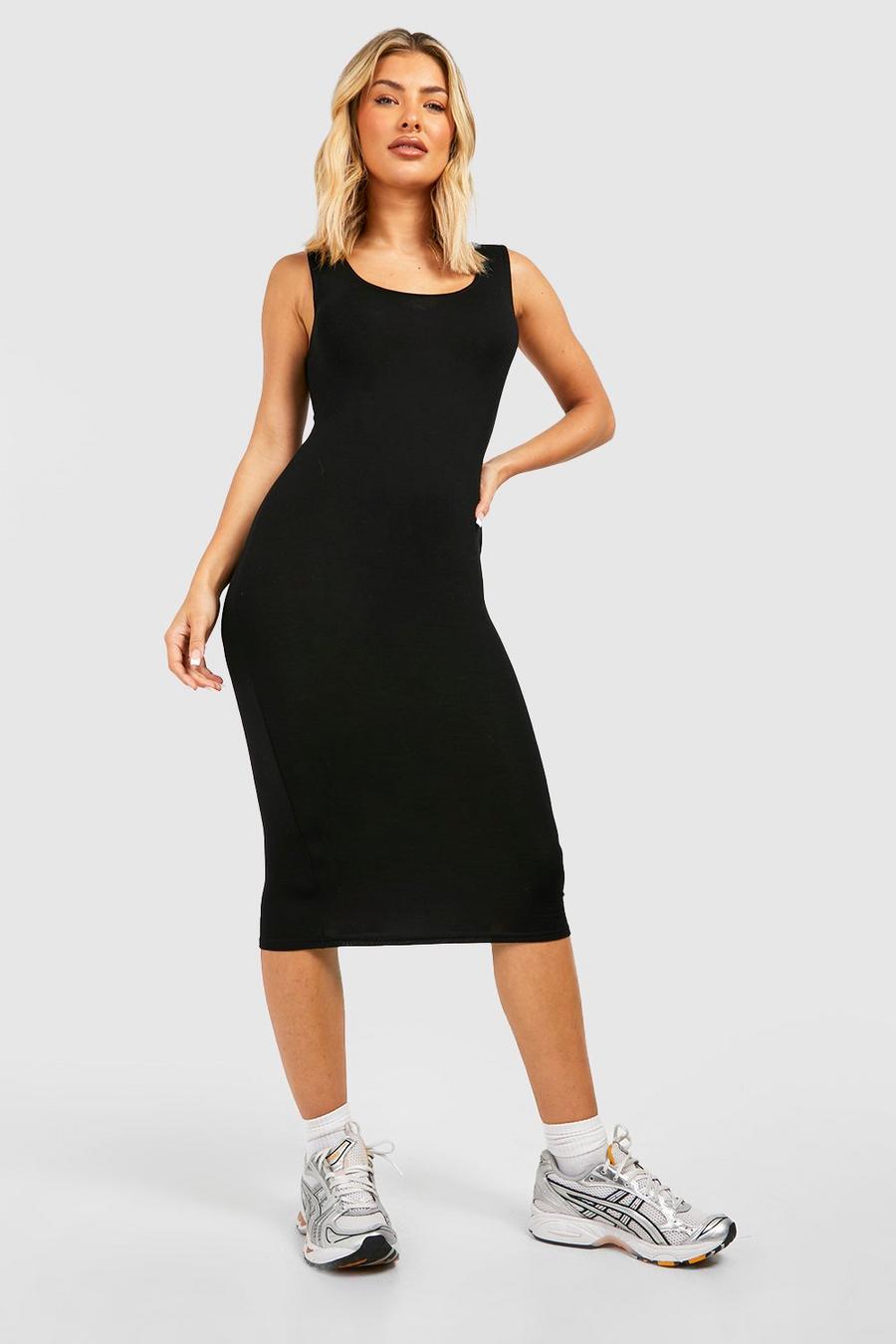 Black Basics Strappy Midi Dress