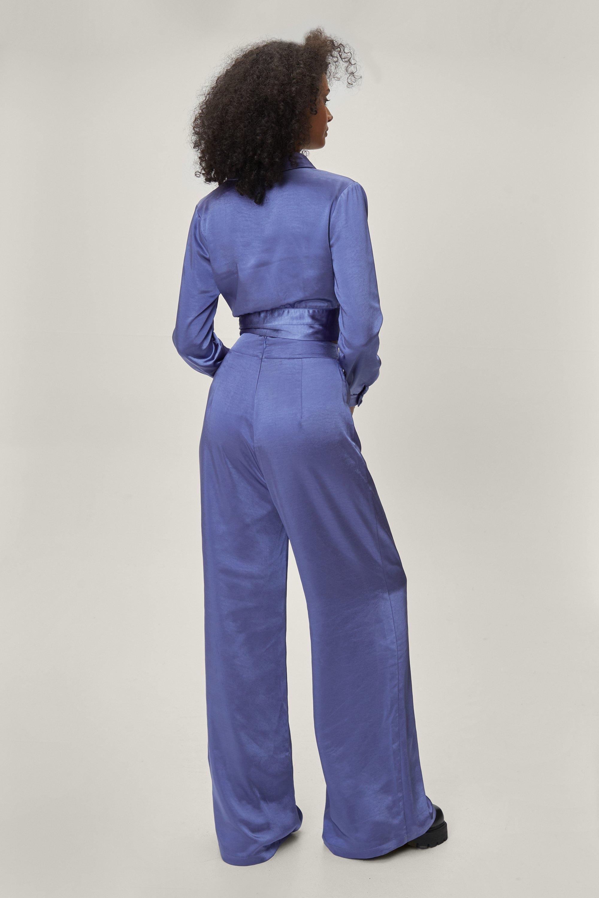 Plus Linen Belted Wide Leg Trouser