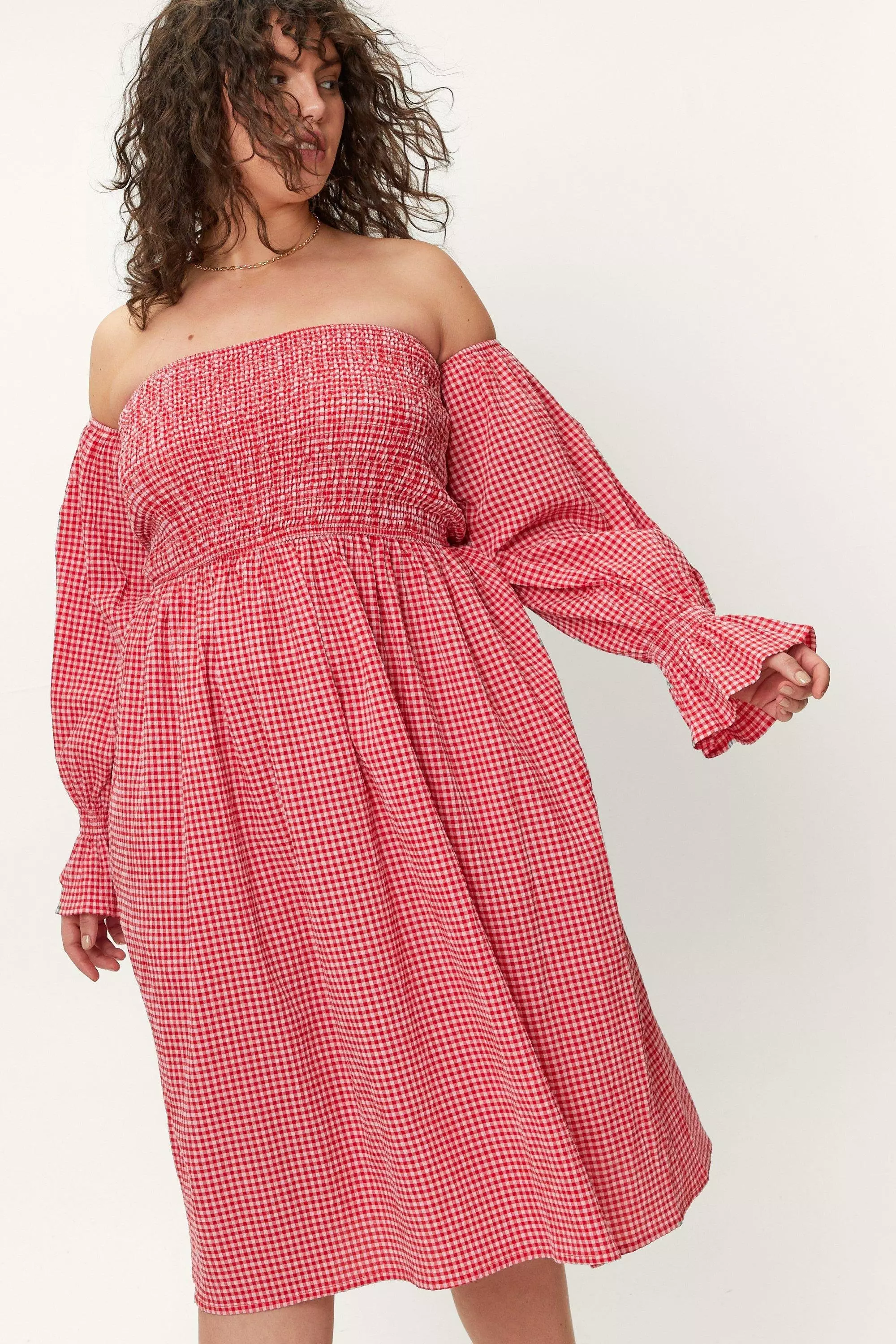 Red gingham store dress plus size