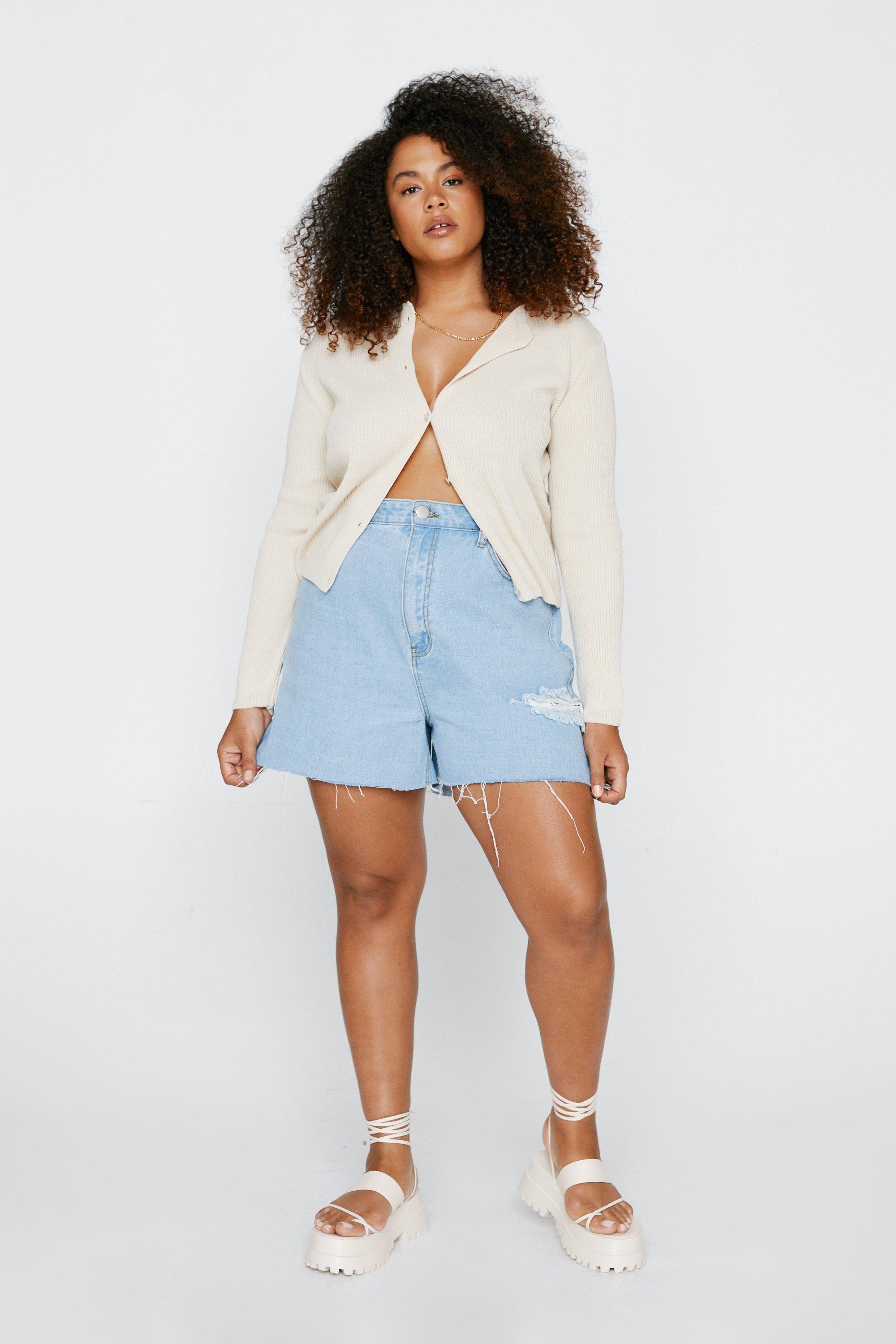 Plus Size Knitted Ribbed Button Down Cardigan boohoo