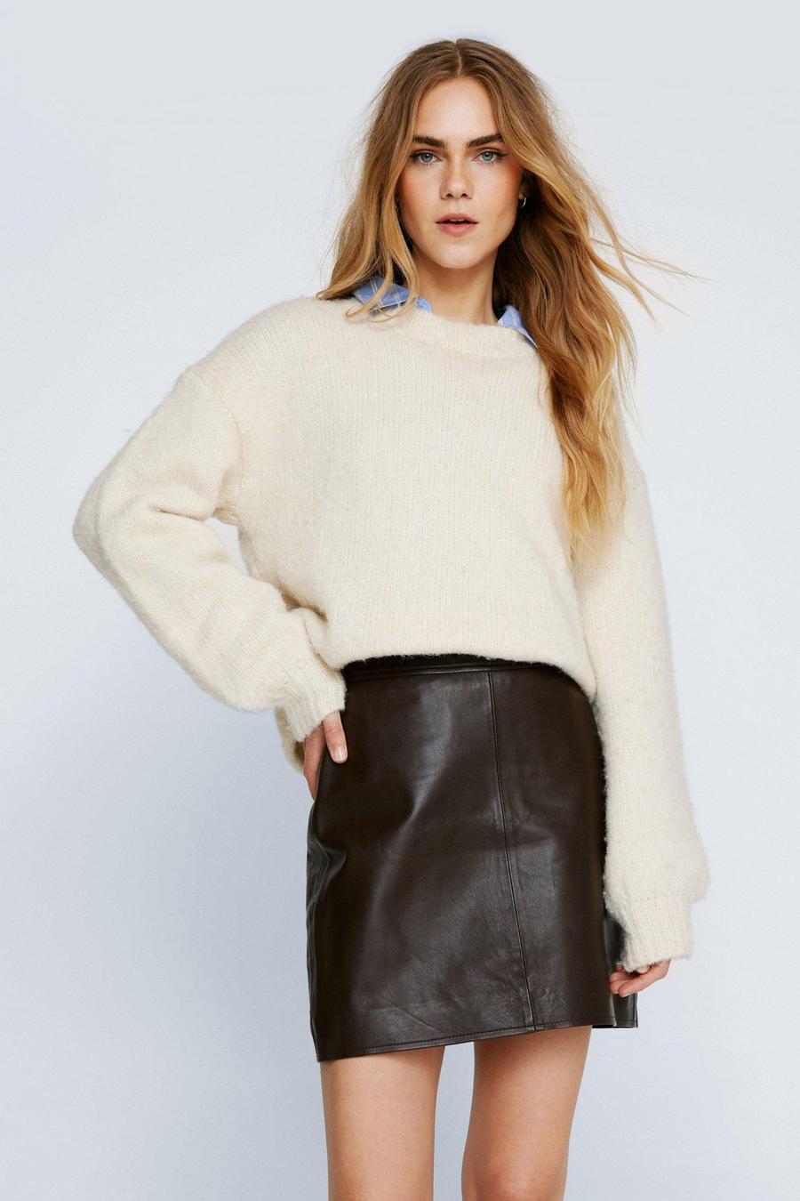 Women's Real Leather Pelmet Mini Skirt | Boohoo UK