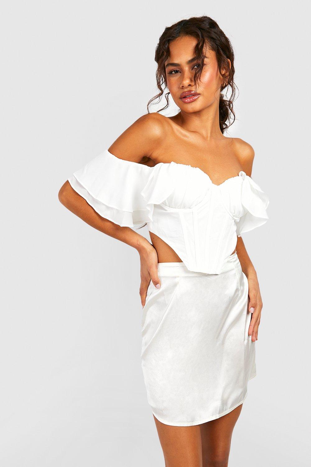 Ruffle Sleeve Off The Shoulder Structred Corset Top