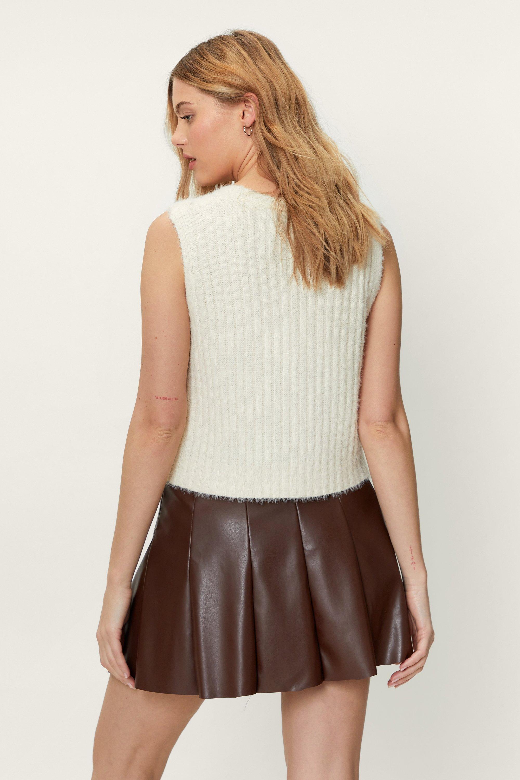 Faux Leather High Waisted Pleated Mini Skirt boohoo NO