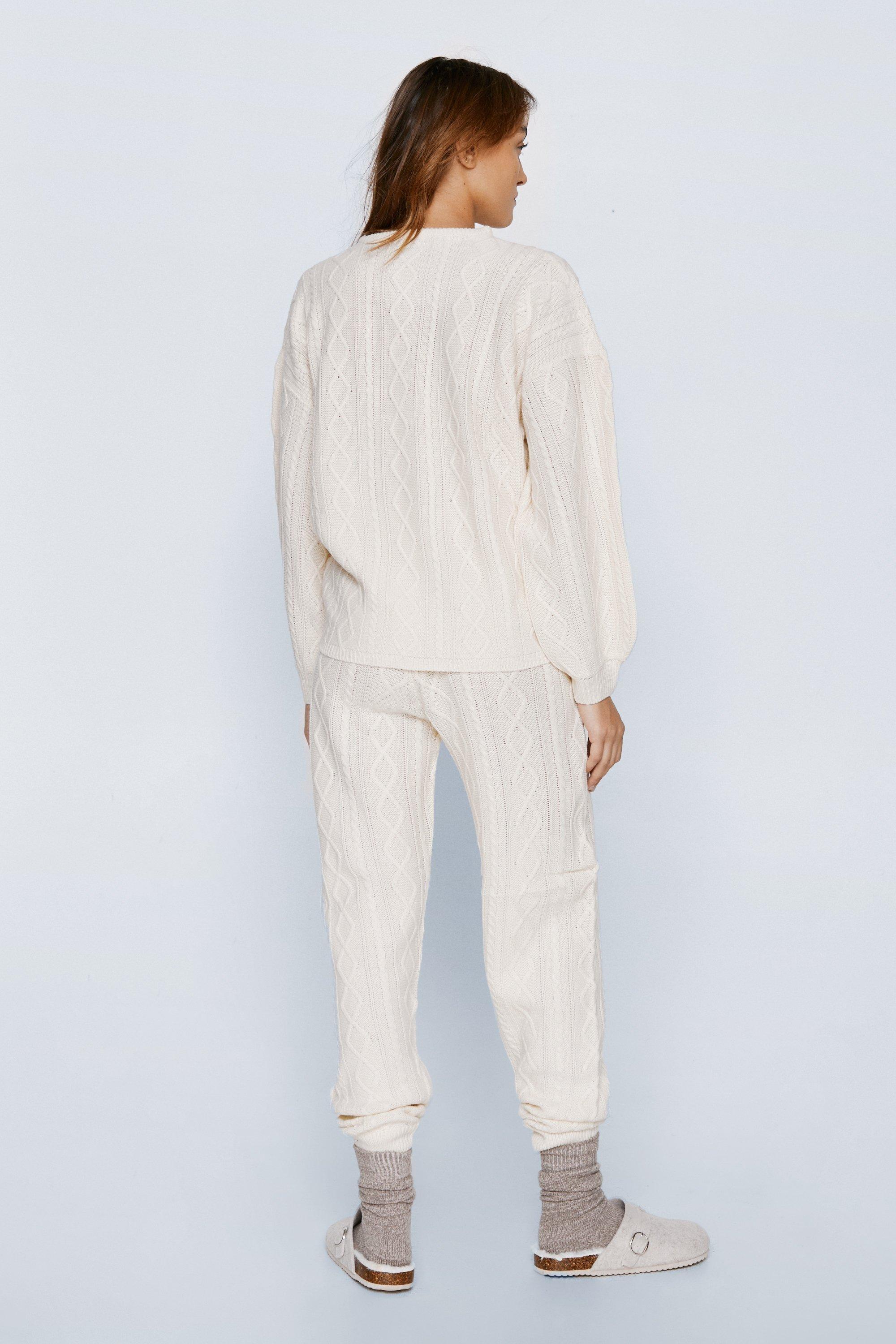 Cable Knit Sweater And Joggers Loungewear Set