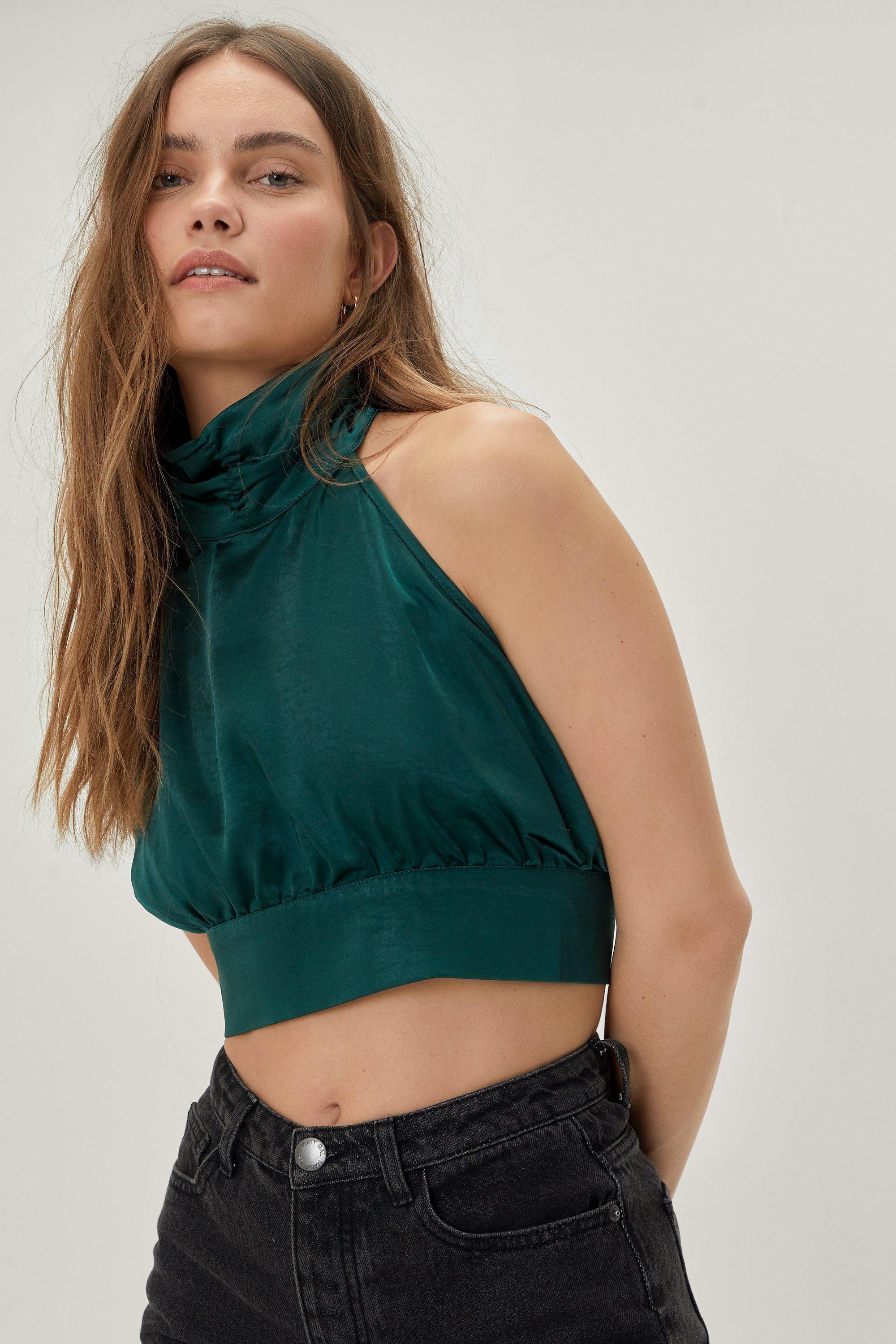 halter neck top satin