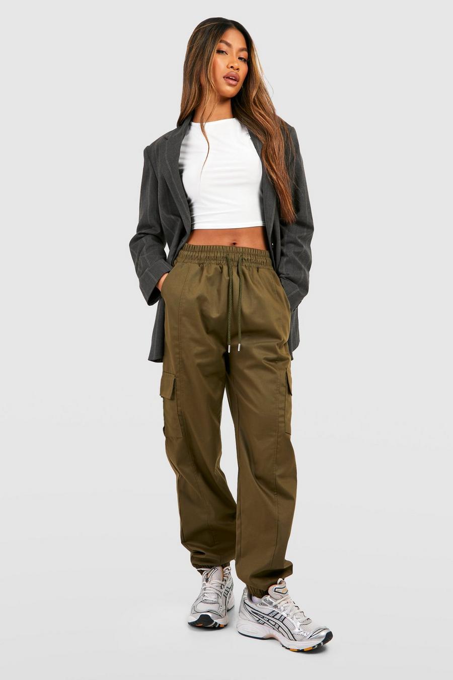Forest green High Waisted Cargo Pocket Joggers