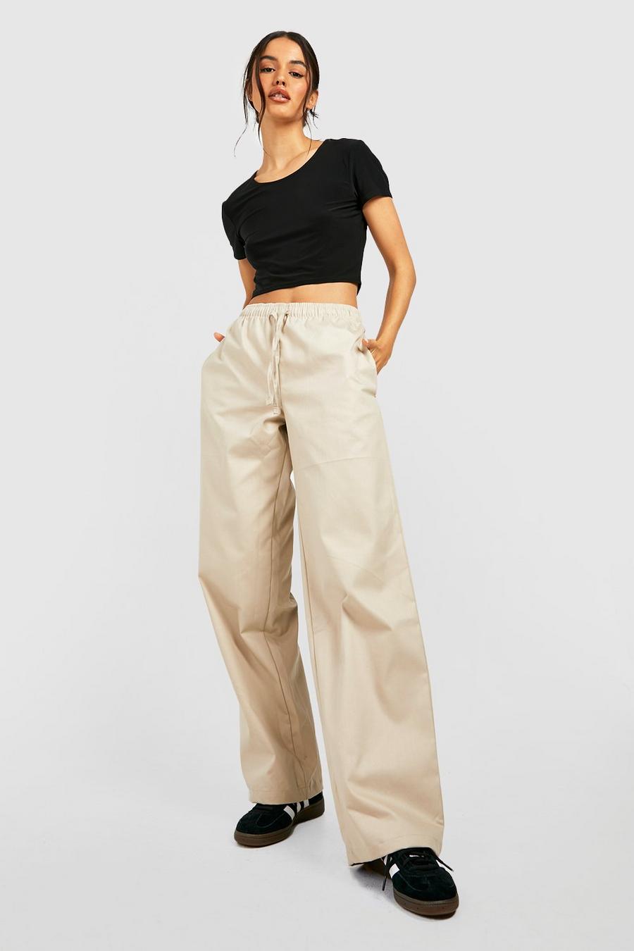Stone Low Waist Drawcord Twill Parachute Pants image number 1