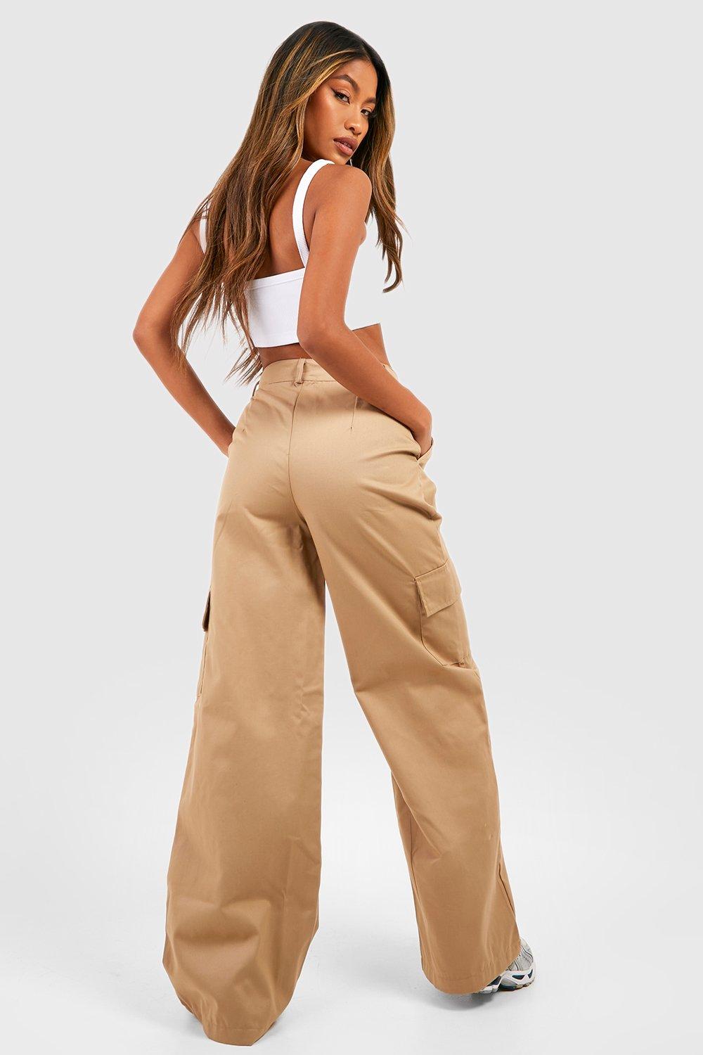 High Waisted Straight Fit Cargo Pants