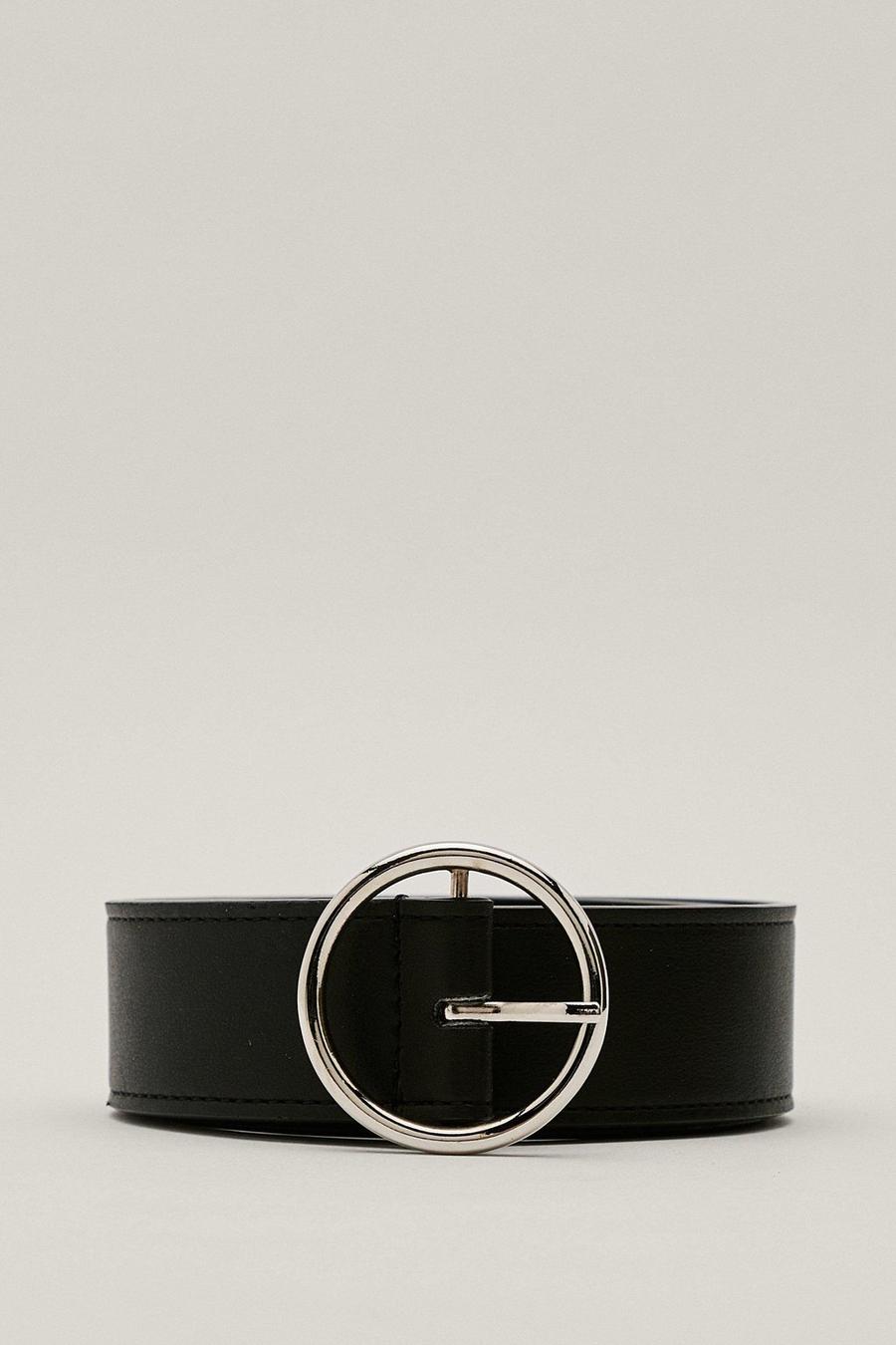Black Recycled Faux Leather Circle Belt