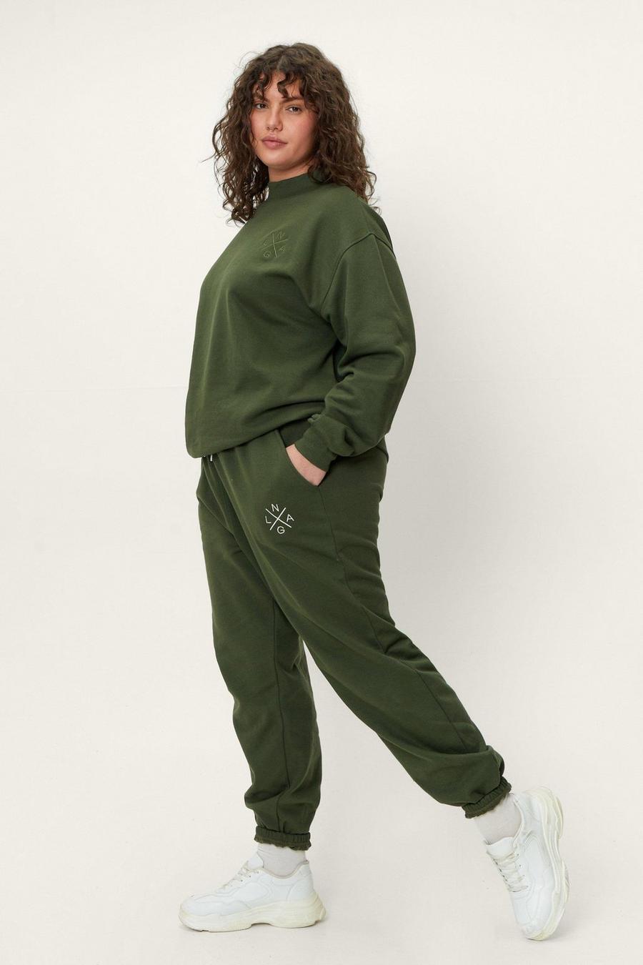 Khaki Plus Size Recycled Relaxed Fit Joggers