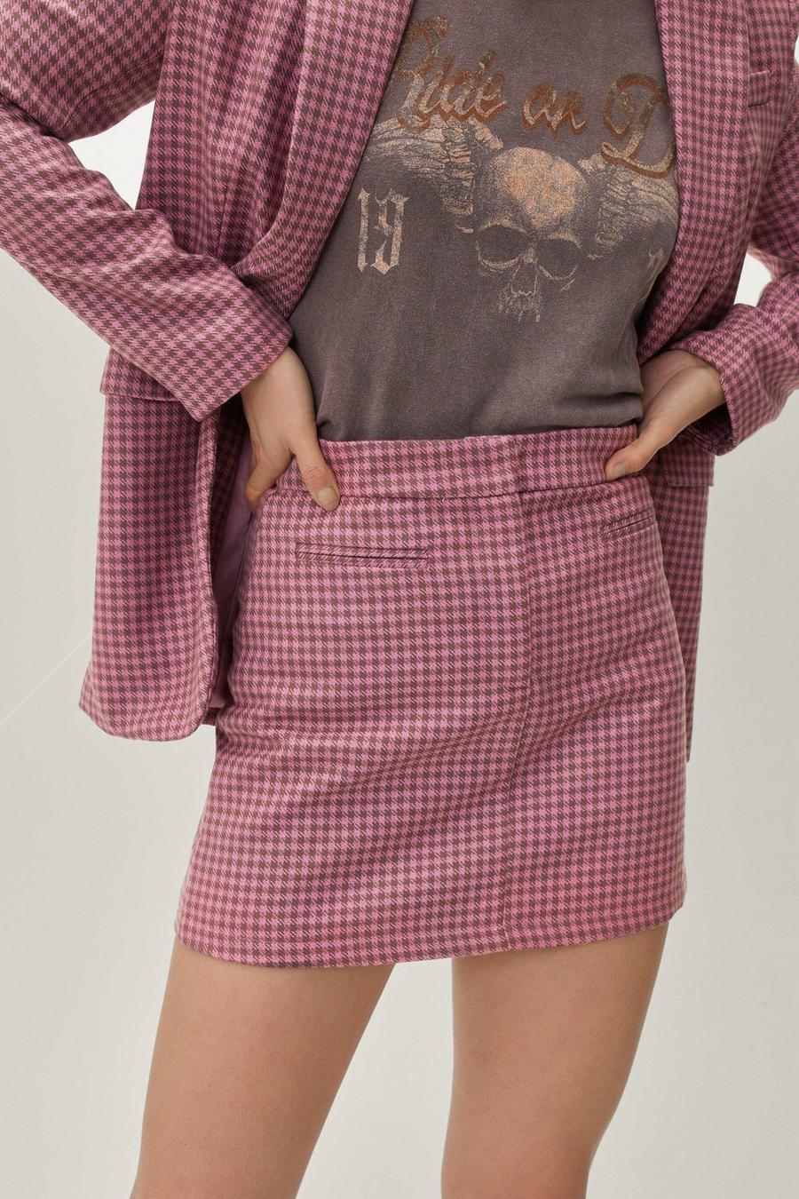 Pink rosa Micro Check Print Tailored Mini Skirt