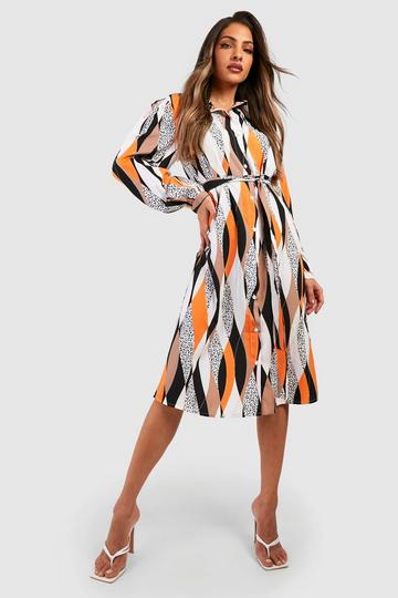 Black The Printed Midi Shirt Dress