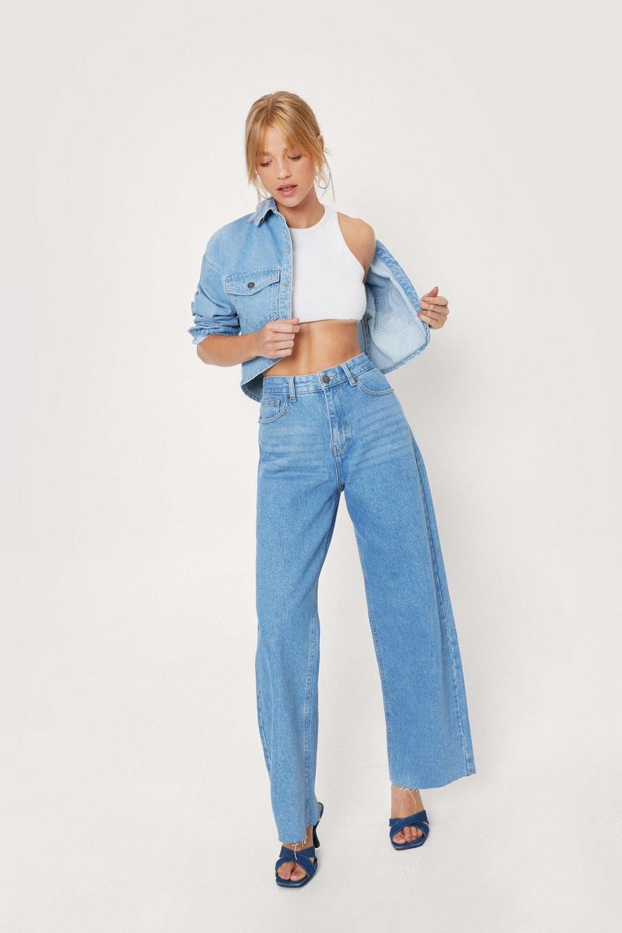 Blue Petite Wide Leg Slouchy Jeans image number 1