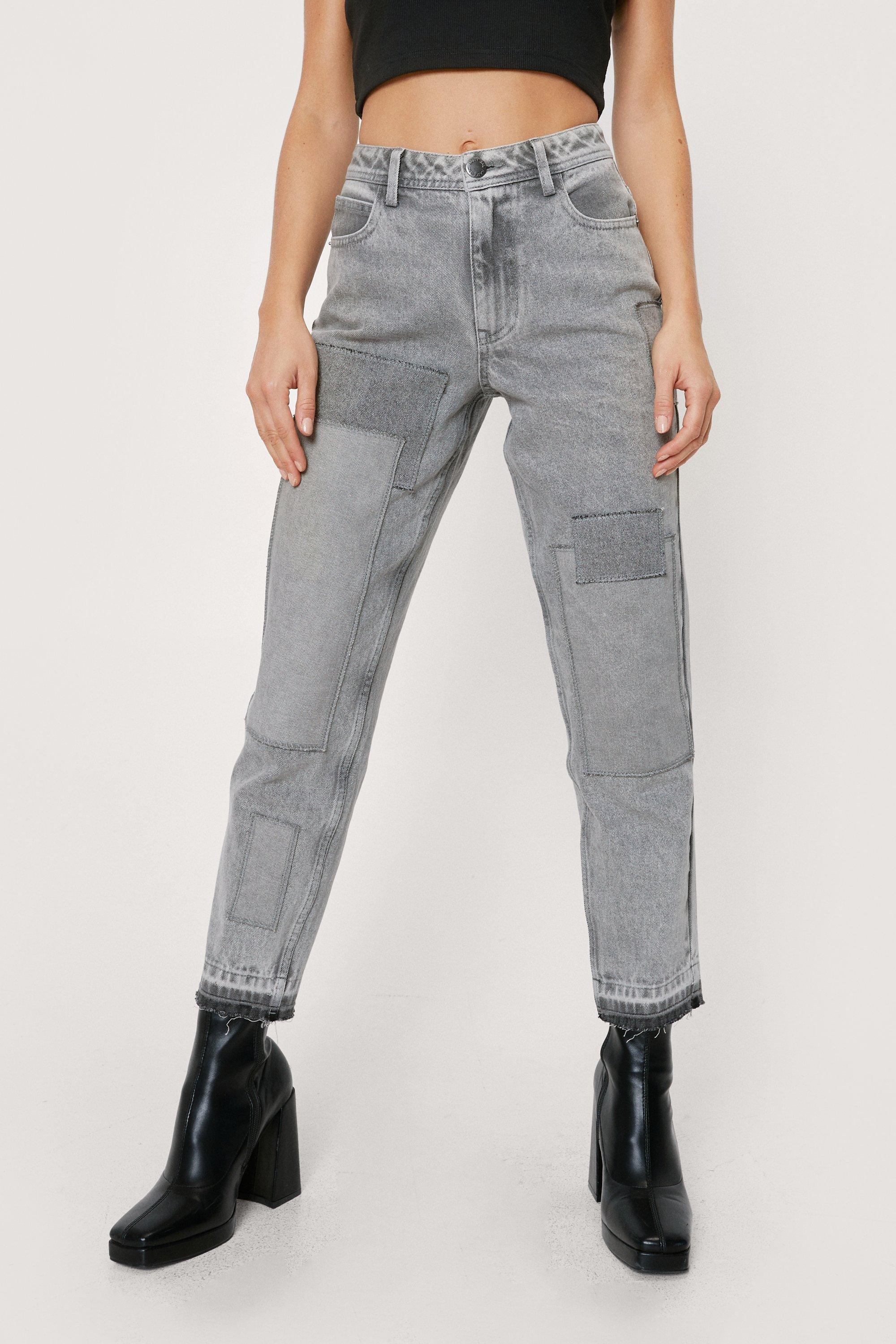 Petite Organic Denim Patchwork Mom Jeans