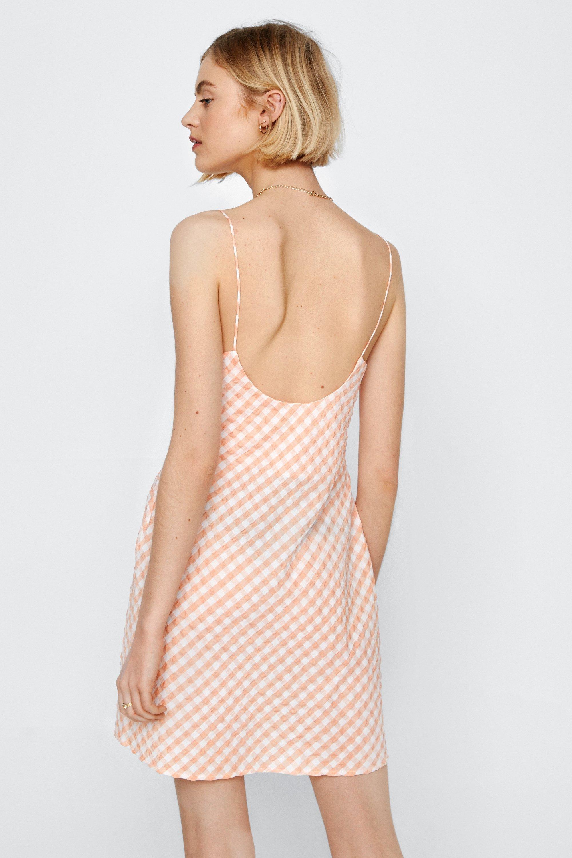 Strappy Cami Gingham Check Mini Dress | boohoo