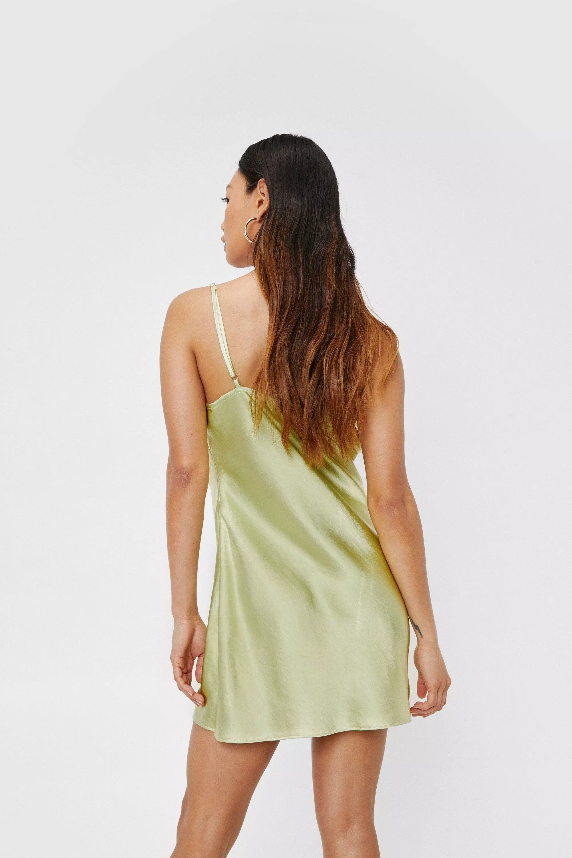 Petite Cowl Neck Satin Mini Slip Dress