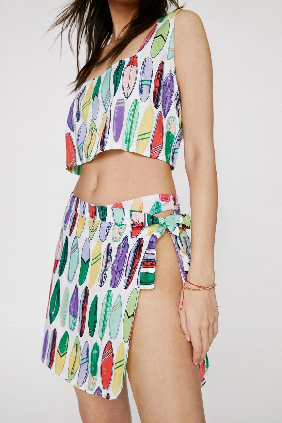 Surfboard Print Crop And Sarong Cover Up Set image number 1