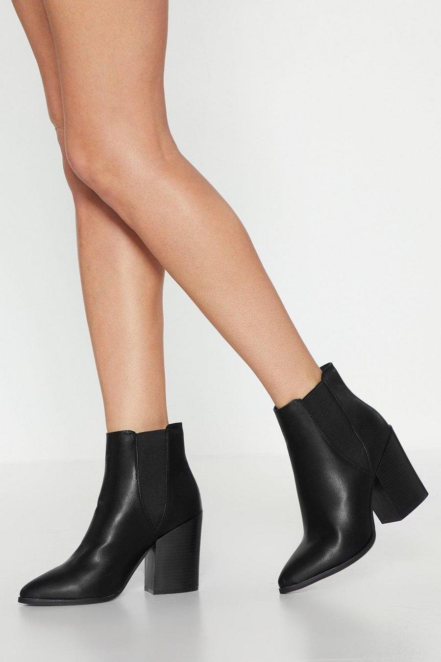 Black Walk Away Faux Leather Chelsea Boots