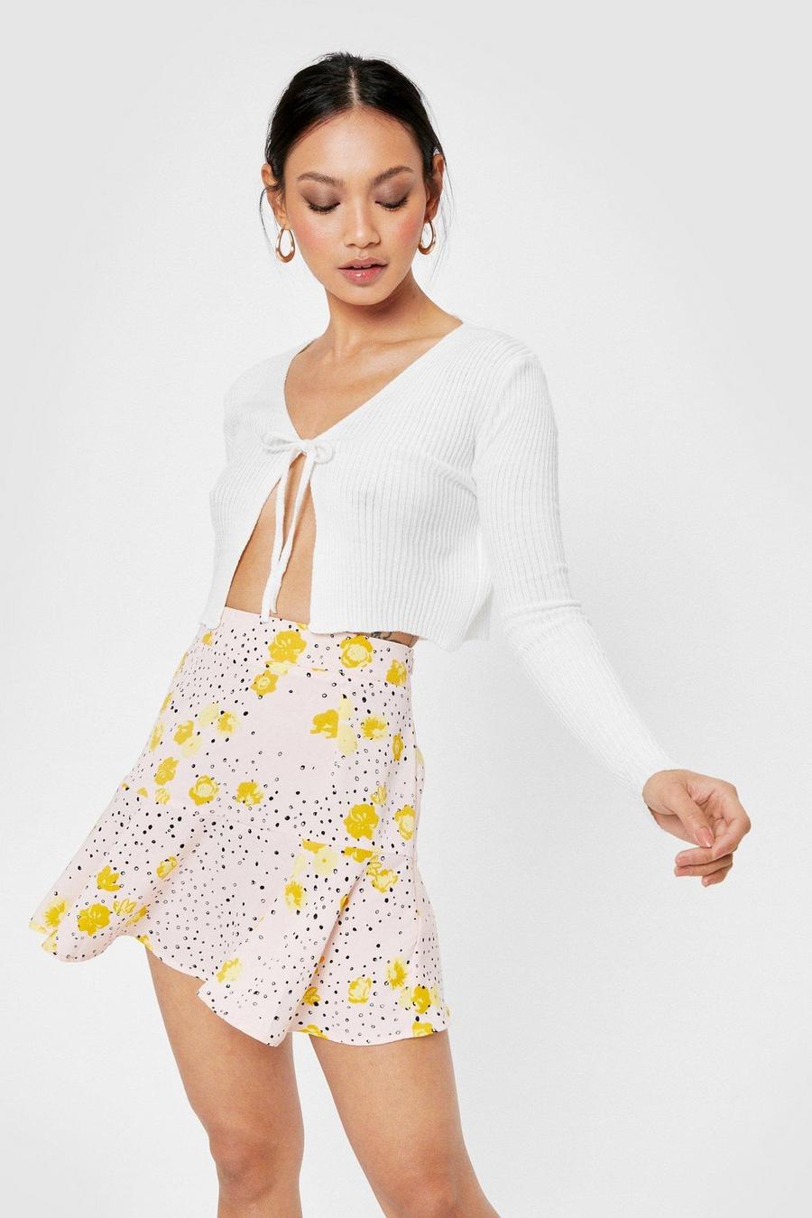 Pale pink Petite Floral And Spotty Print Mini Skirt image number 1