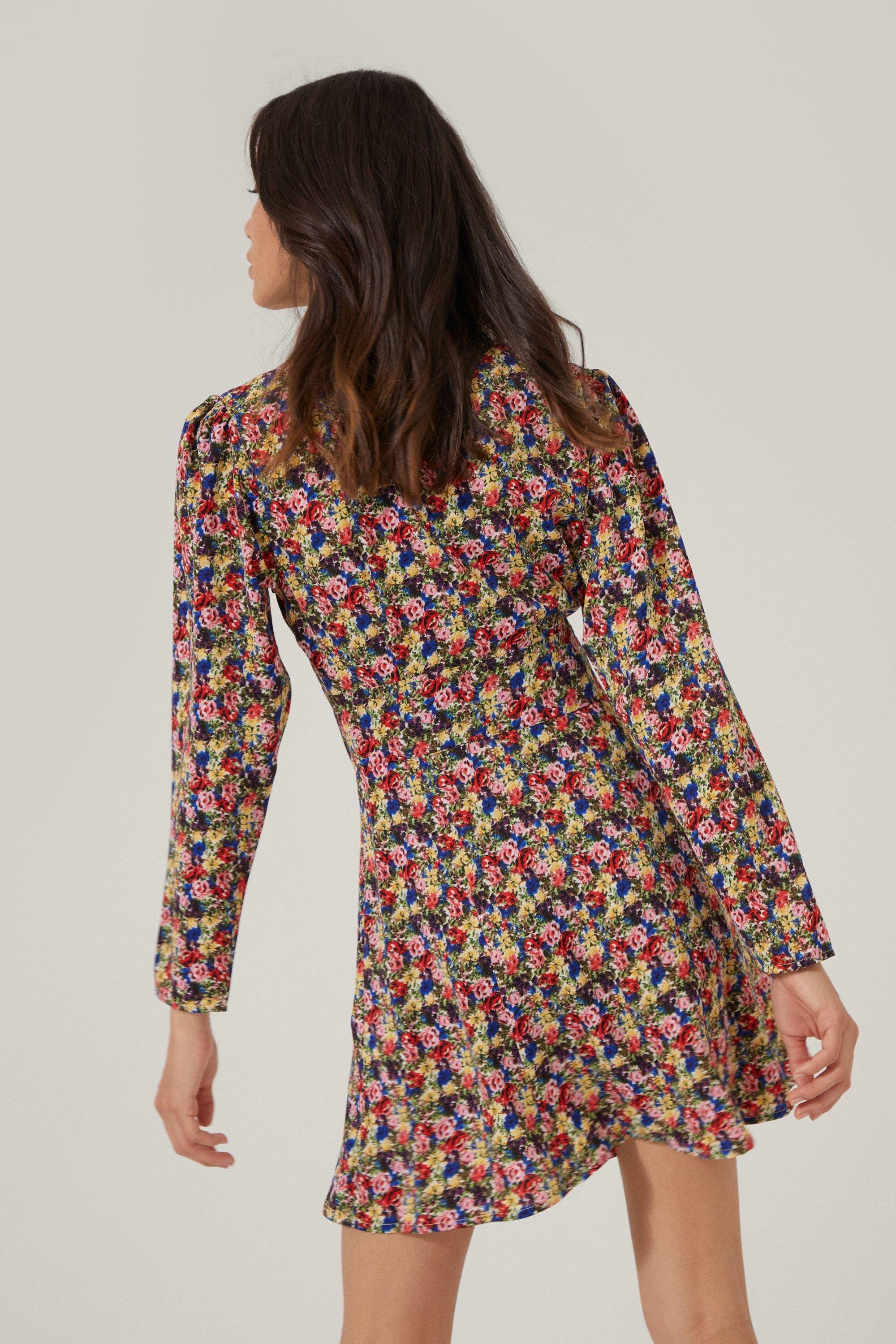 Long sleeve clearance floral tea dress