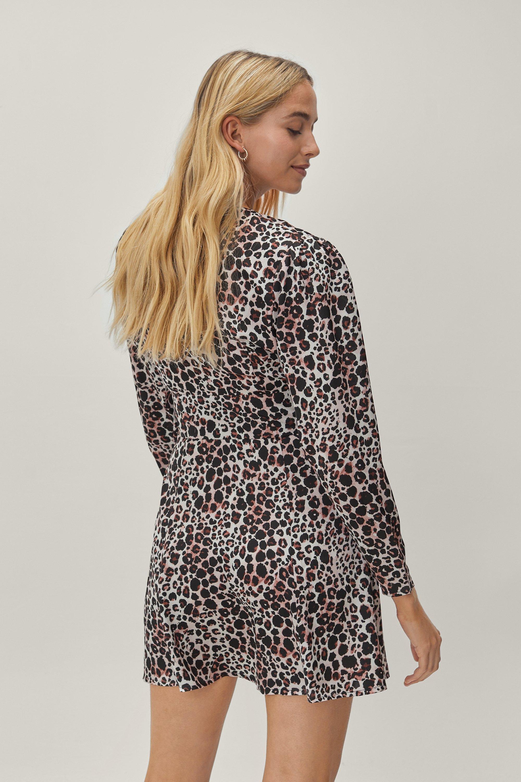 Leopard print button down dress best sale