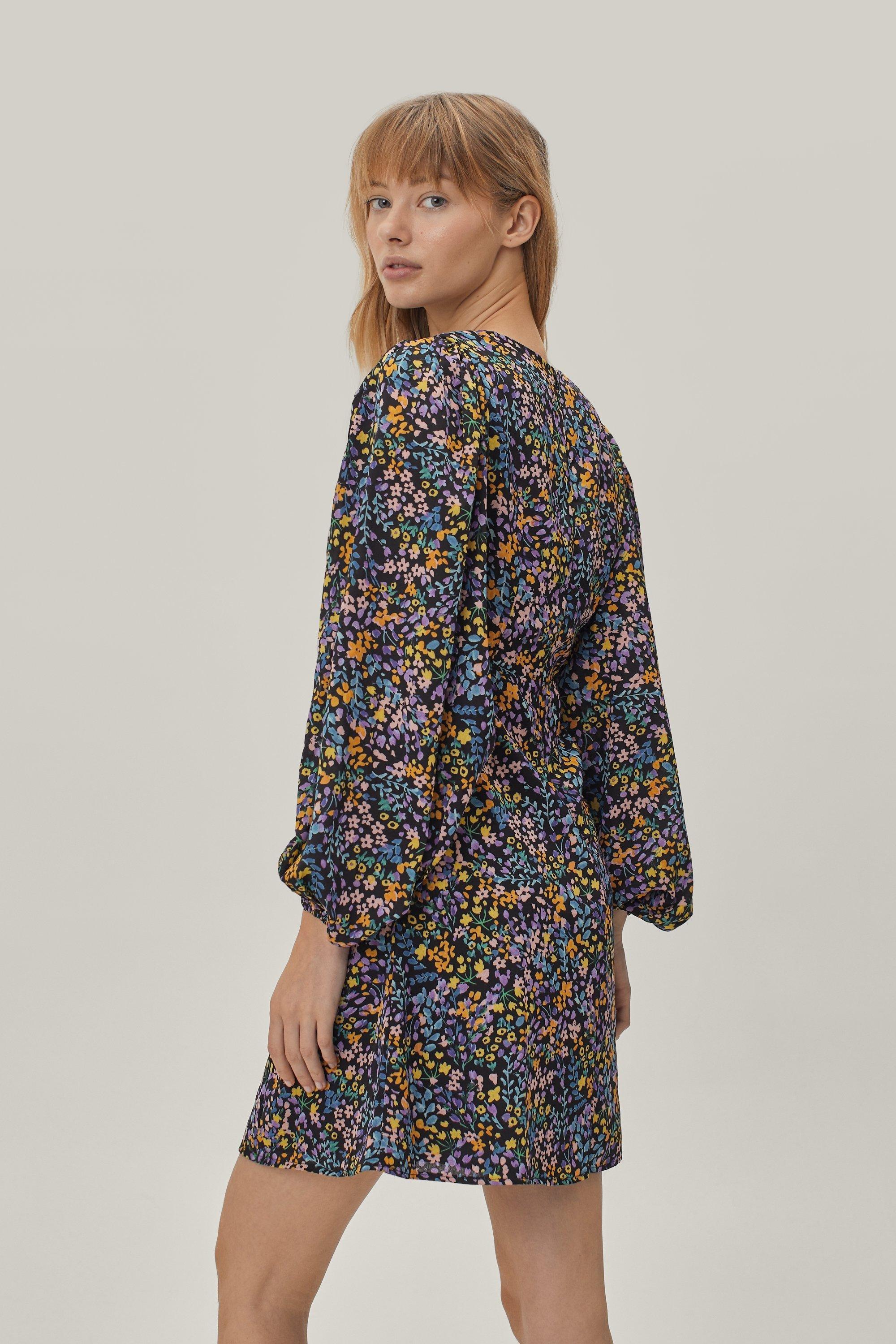 Floral mini tea sales dress