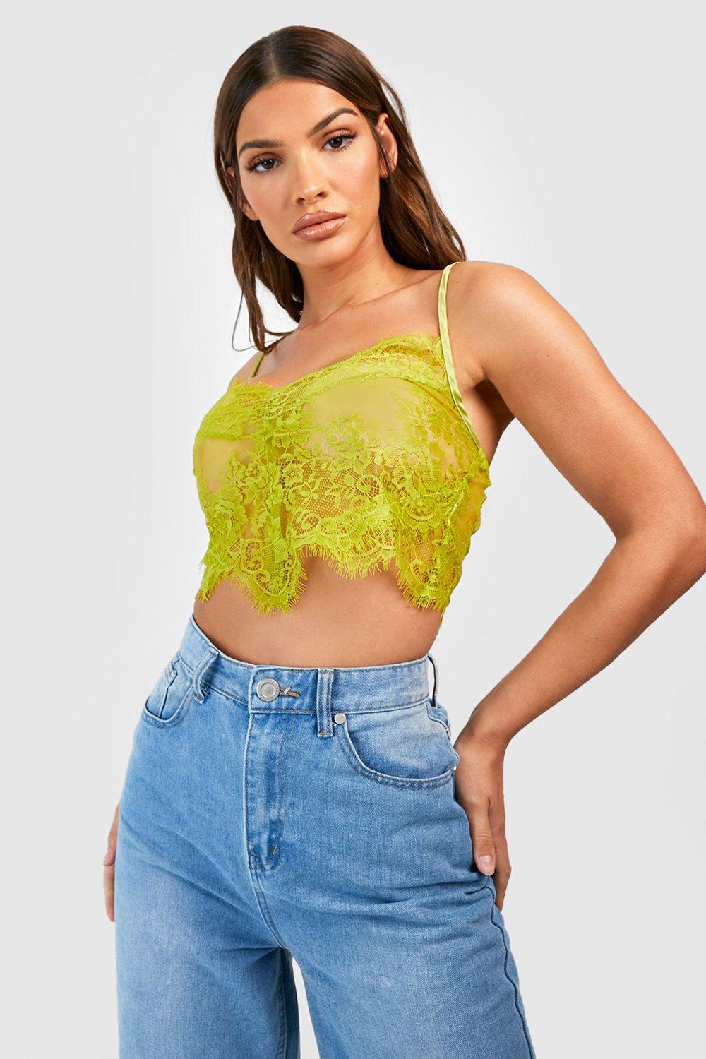 Neon lace store crop top